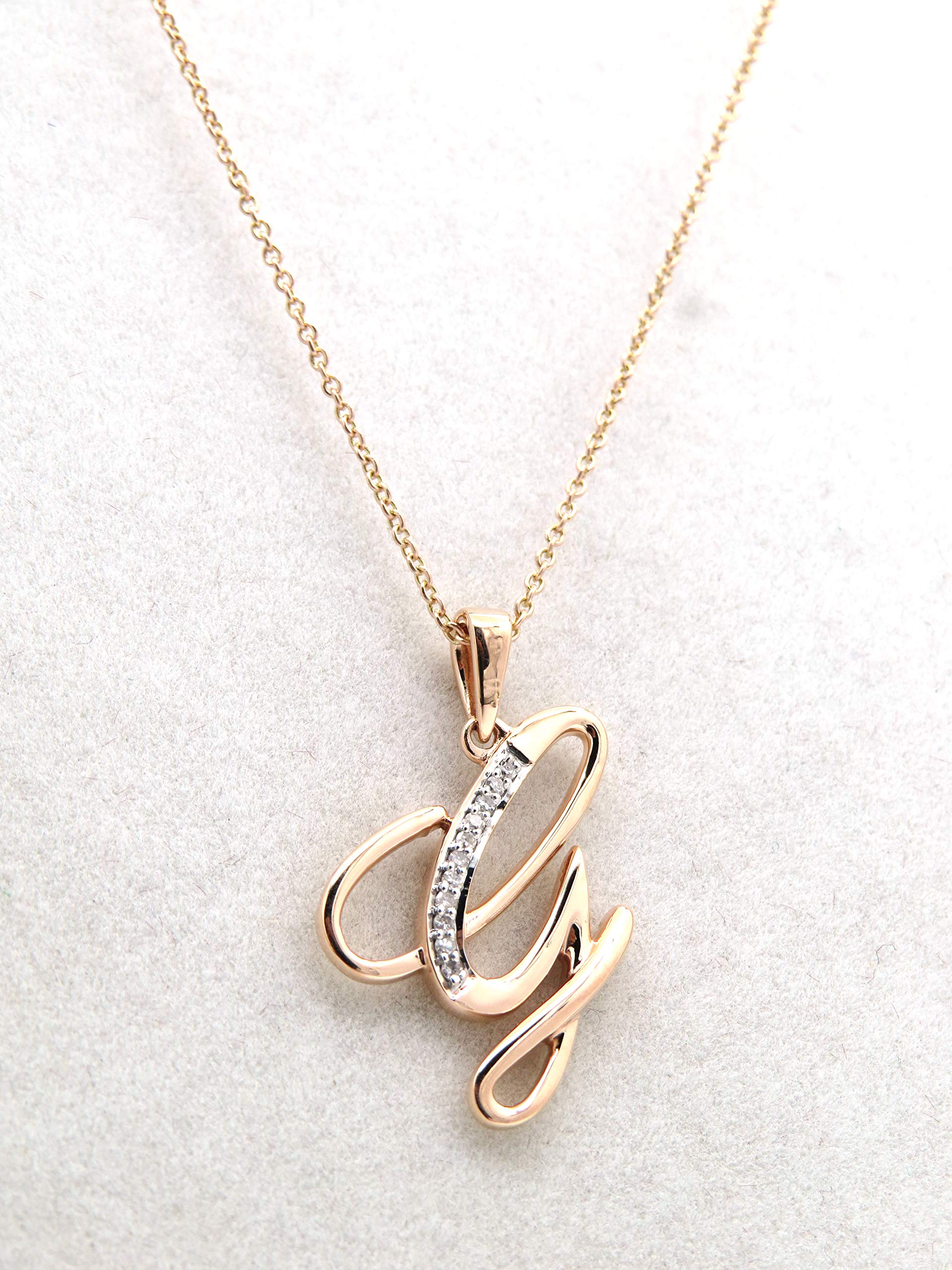 Dazzlingrock 10K Rose Gold Initial 'G' Pendant Necklace with 0.05 Cttw Round Diamonds - Elegant Mother's Day Gift for Women, Perfect for Birthday, Anniversary & Special Occasions