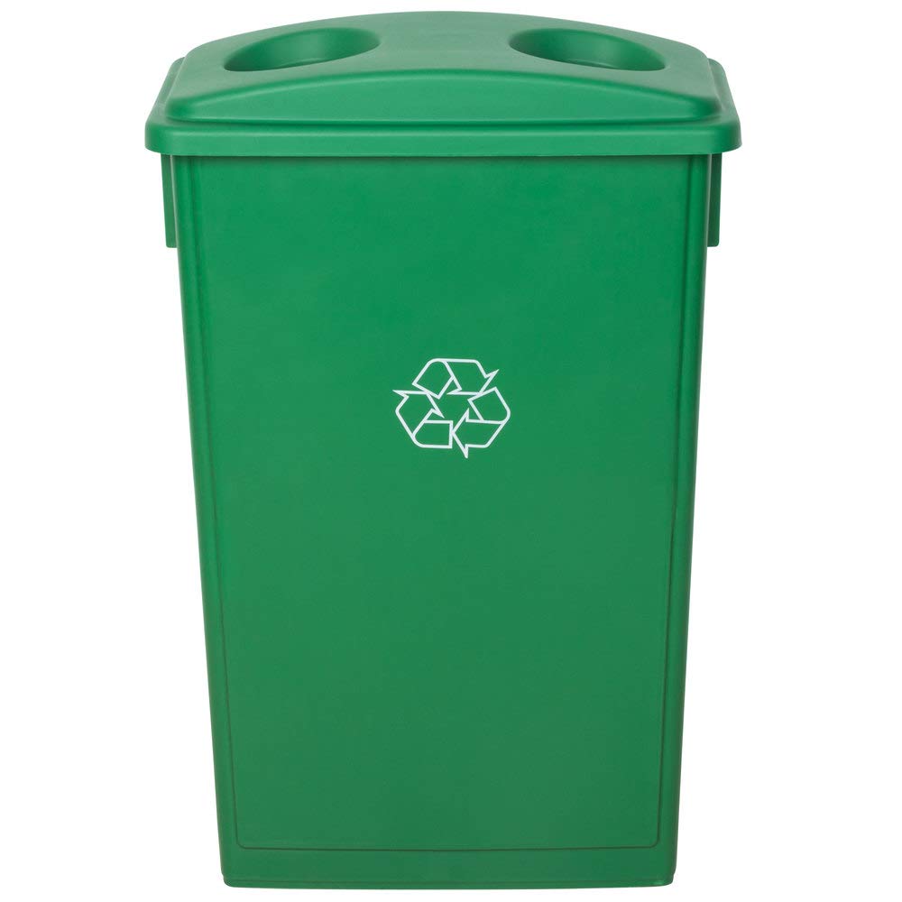 PRO&Family 92 Qt (23 Gallon/87 Liter) Slim Rectangular Recycling Bin with Ventilated Green Lid - Eco-Friendly Kitchen & Outdoor Trash Can for Waste Sorting | Perfect for Home, Office, Patio & Garage Use