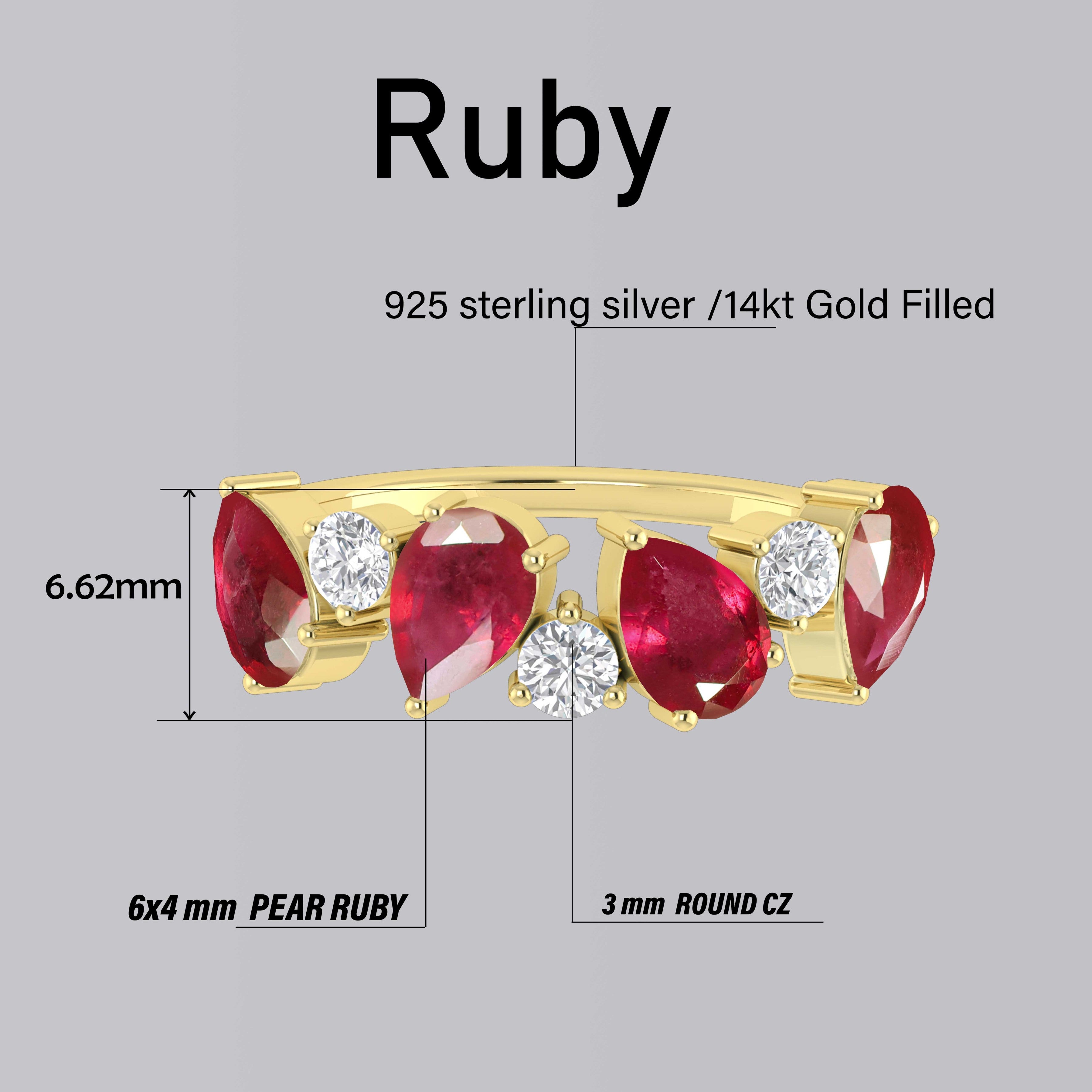 Exquisite Red Ruby Four Stone Ring for Women – Elegant Jewelry Gift for Anniversary, Valentine's Day & Special Occasions