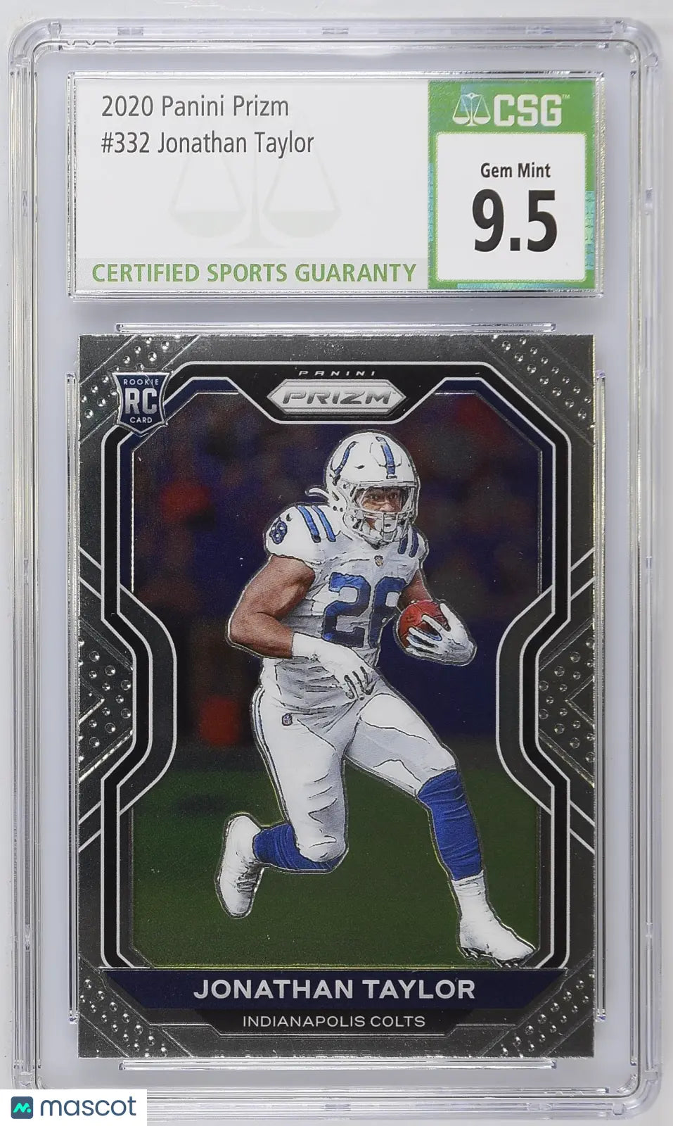2020 Panini Prizm Football Jonathan Taylor Rookie Card #332 CSG 9.5 Gem Mint - Perfect for NFL Collectors & Fantasy Football Fans