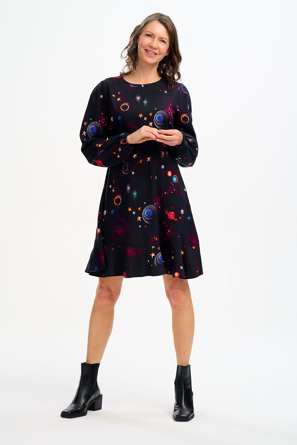 Juliette Long Sleeve Black Dress for Women - Elegant & Comfortable L/S Dress for Office, Party, and Casual Wear