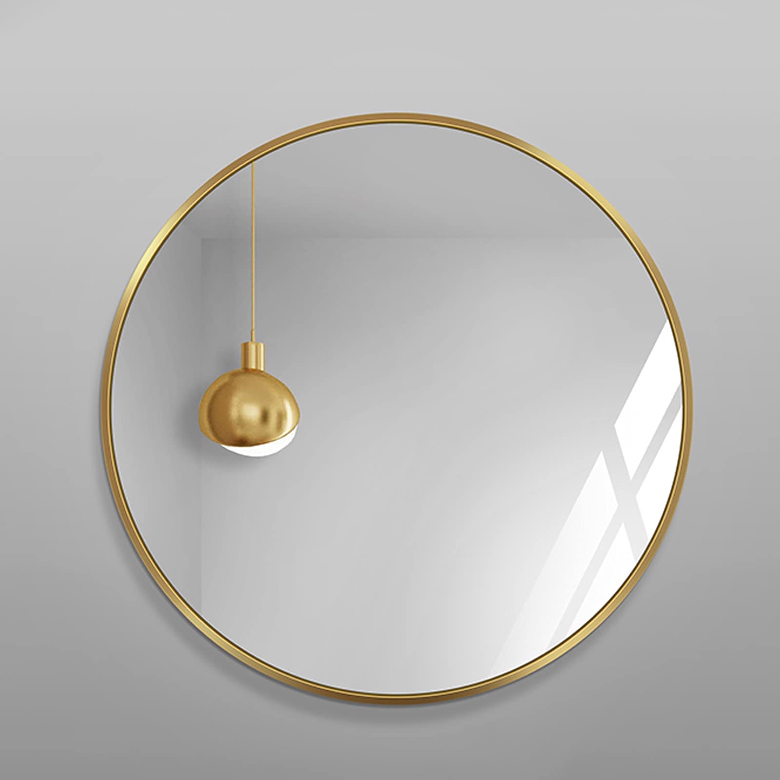 24 Inch Round Wall Mirror with Metal Frame - Elegant Decorative Bathroom Mirror for Vanity, Wire Drawing Process, Mounting Hardware Included - Perfect for Modern Bathrooms, Bedrooms & Entryways