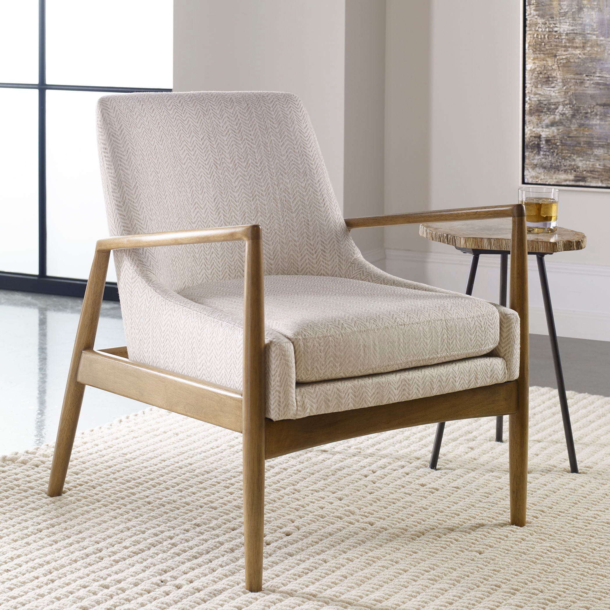 White Bev Accent Chair - Modern Upholstered Lounge Chair for Living Room, Bedroom, or Office - Perfect for Reading, Relaxing, and Adding Stylish Seating