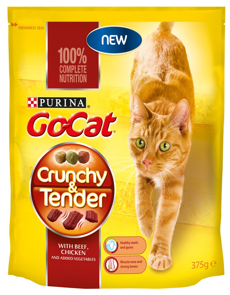 Purina Go-Cat Crunchy & Tender Dry Cat Food - Salmon, Tuna & Vegetables Mix for Adult Cats - Perfect for Daily Meals & Healthy Nutrition