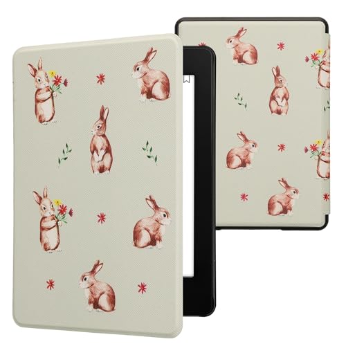 Rabbits and Flowers White / Brown / Gray Green