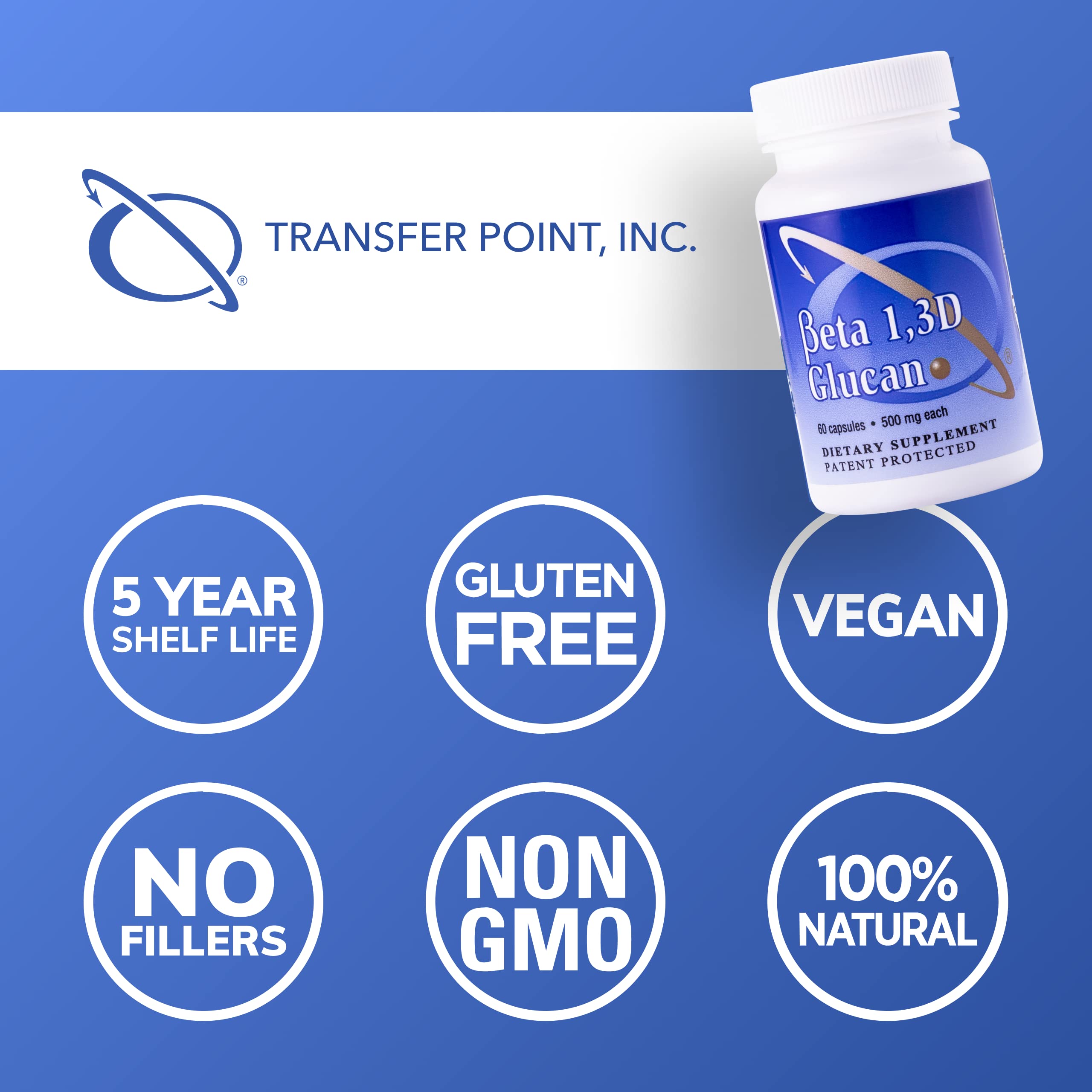 Immune Support Supplement with 500mg Highly Purified Beta Glucan per Capsule - 60 Capsules (1 Pack) | Natural Immune Booster for Adults & Kids | Daily Wellness Support for Cold & Flu Season