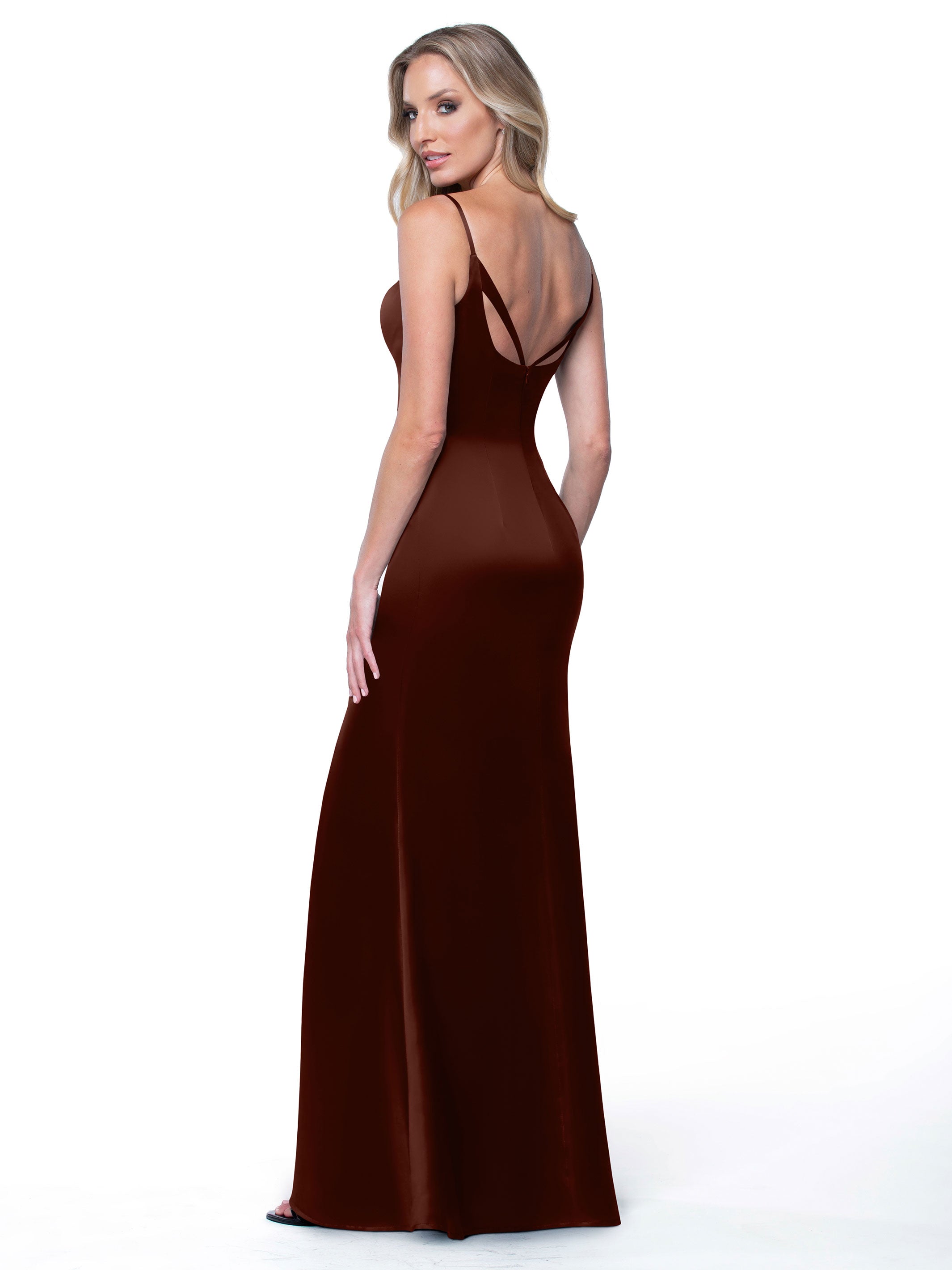 Elegant Fit and Flare Satin Bridesmaid Dress with Thigh High Slit - Perfect for Weddings, Prom, and Formal Events