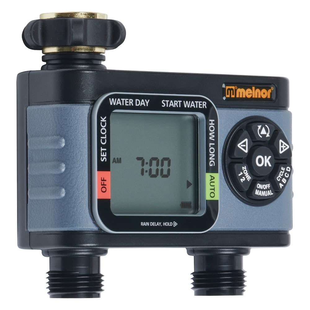 Melnor HydroLogic 2-Zone Digital Water Timer for Garden & Lawn Irrigation - Automatic Sprinkler System Controller with Easy Programming