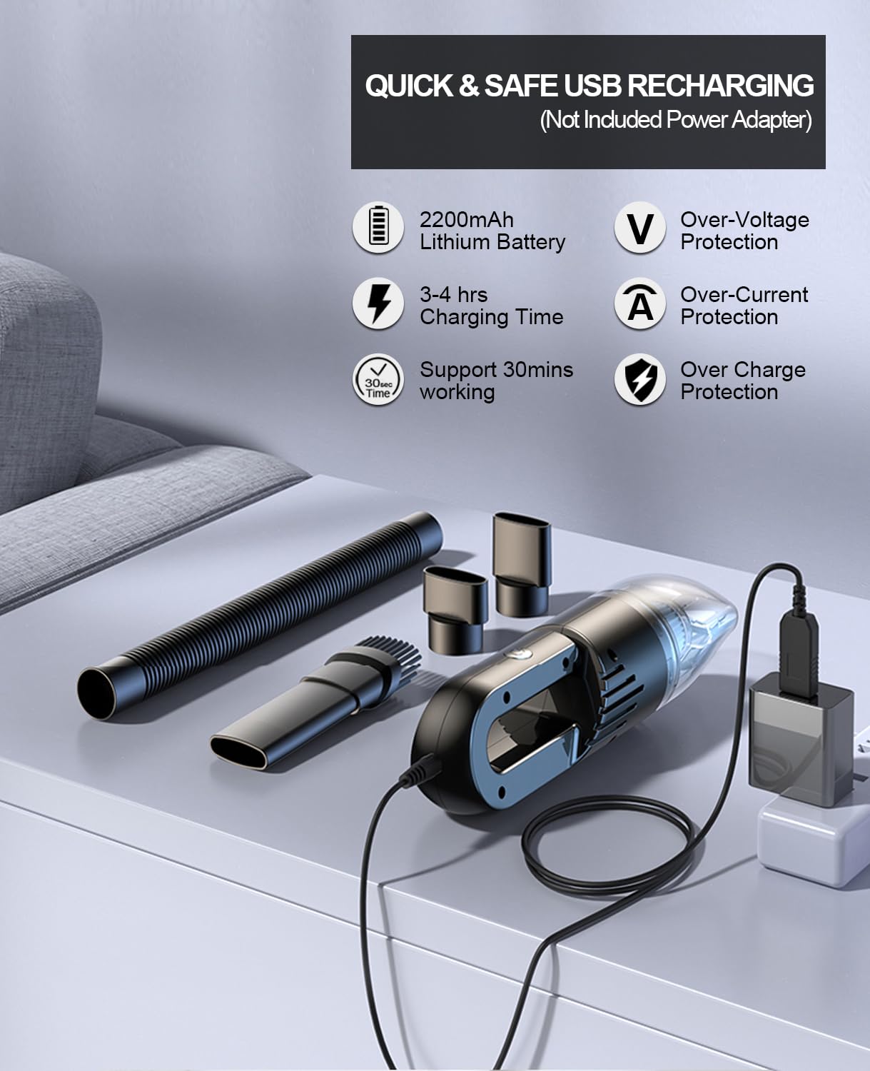 Best Cordless Handheld Vacuum Cleaner - Mini Portable Rechargeable Hand Vac with Powerful Suction for Home, Car, Keyboard Cleaning | USB Charging | Lightweight & Easy to Use for Quick Cleanups