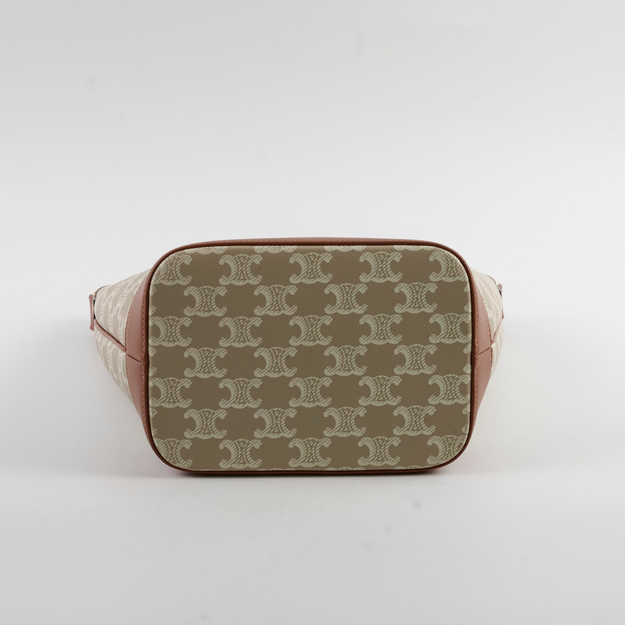 Celine Small Bucket Bag in Triomphe Canvas - Tan & White Crossbody Shoulder Bag for Women | Perfect for Work, Travel & Everyday Use