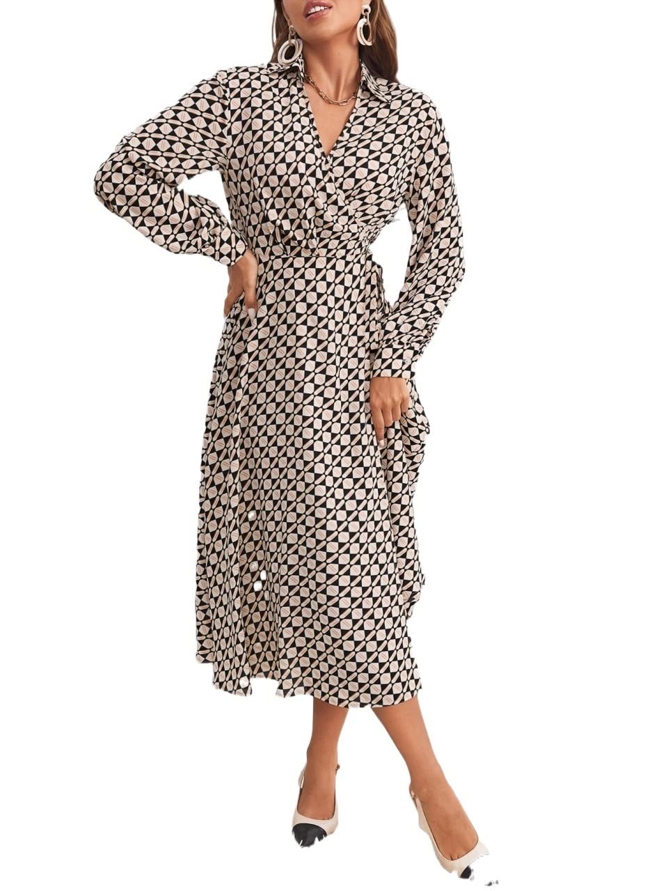 2022 Women's Summer Allover Print Wrap Knot Side Shirt Dress - Floral Casual Sundress for Beach, Vacation & Outdoor Parties