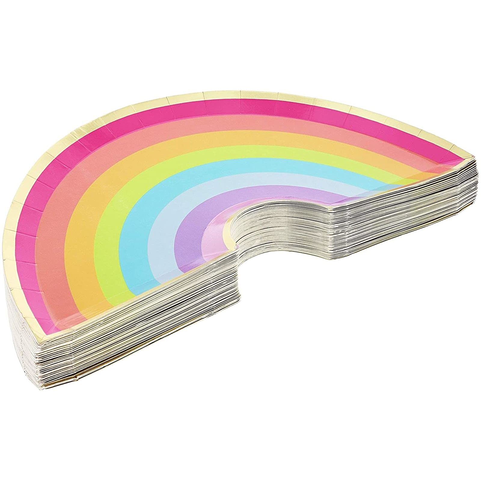 BLUE PANDA Unicorn Party Supplies - 48 Pack Rainbow Plates (10 x 5.5 Inches) for Birthday, Baby Shower & Themed Celebrations