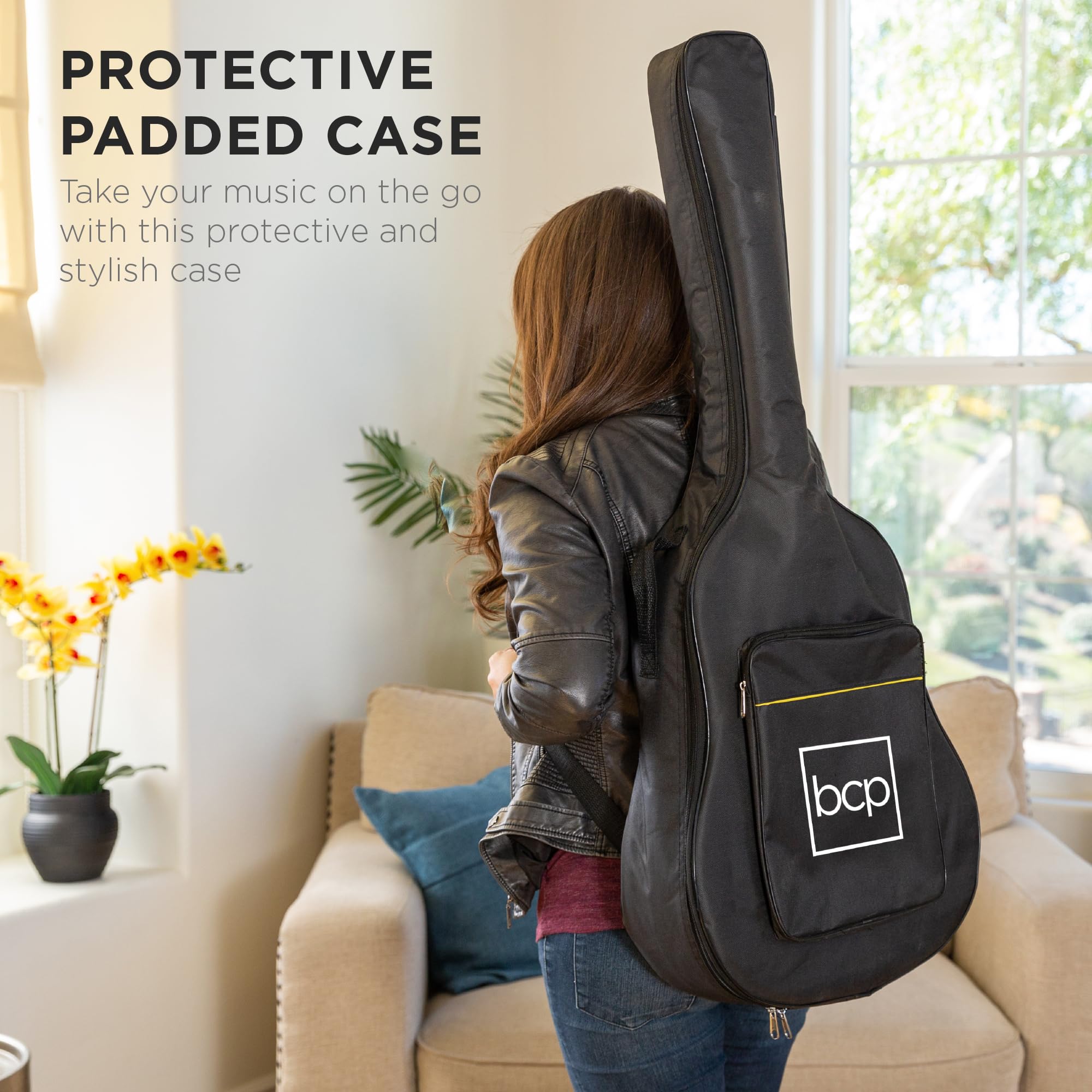 Best Choice Products 41-Inch Full Size Beginner Acoustic Guitar Cutaway All Wood Starter Set with Case, Strap, Capo, Strings & Picks - Black - Perfect for Beginners, Practice, Performances & Gifts