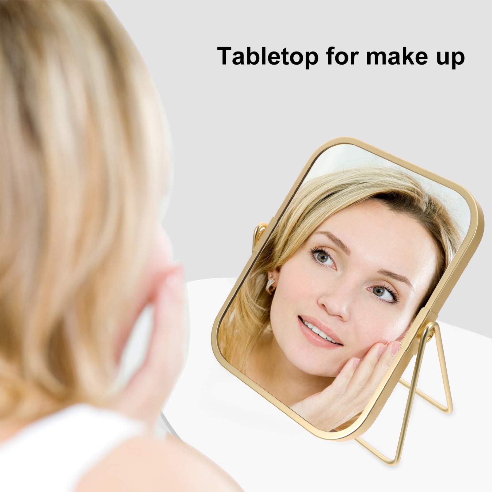 Beaupretty 360° Swivel Desktop Vanity Mirror - Adjustable Makeup Mirror with LED Lights, Perfect for Dressing Table, Bathroom & Travel | Compact & Decorative Vanity Mirror for Women & Girls