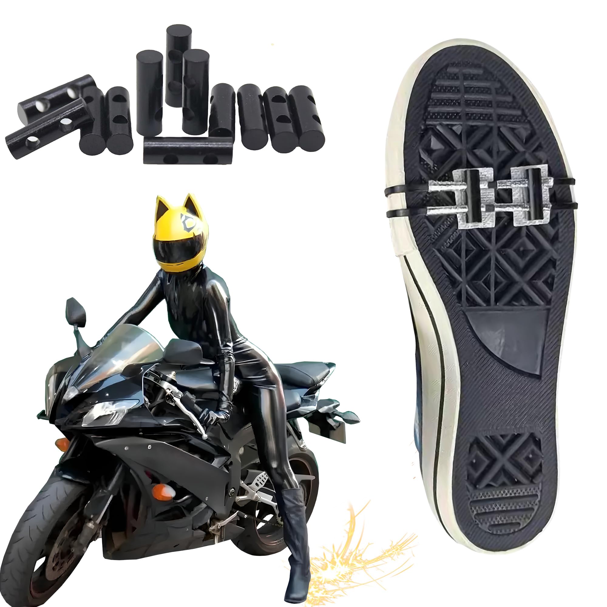 **Motorcycle Shoe Boot Cover Pad - Non-Slip Friction Spark Pad for Skateboard & Bike Accessories - Adjustable Cycling Bicycle Flint Pad - Ideal for Skateboarding, BMX, and Motorcycle Riding**