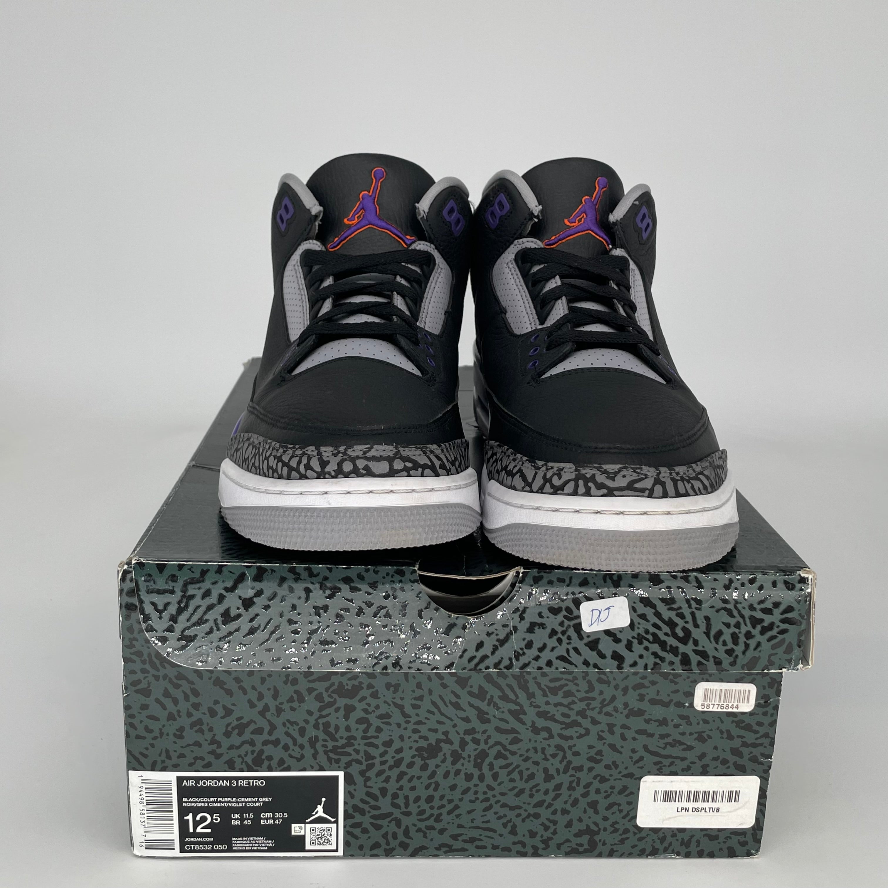 AIR JORDAN 3 Retro Court Purple Basketball Shoes Men's Size 12.5 (CT8532-050) - Perfect for Streetwear, Sneaker Collecting & Basketball Games
