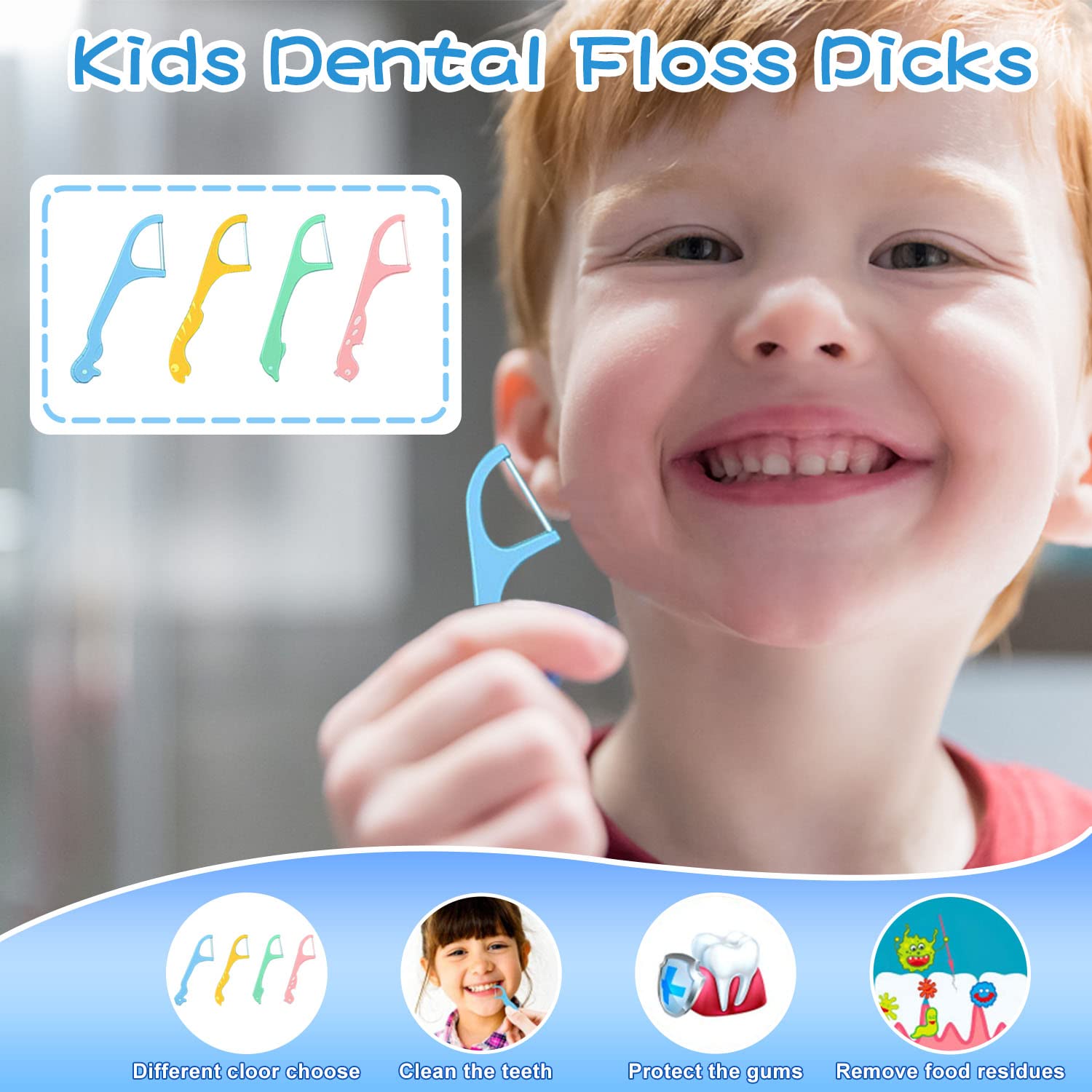 **Kids Dental Floss Picks Dispenser - 2 Pack (176 Count) | Fun Animal Design, Prevents Tooth Decay & Gum Disease | Perfect for Travel, School & Home Use**