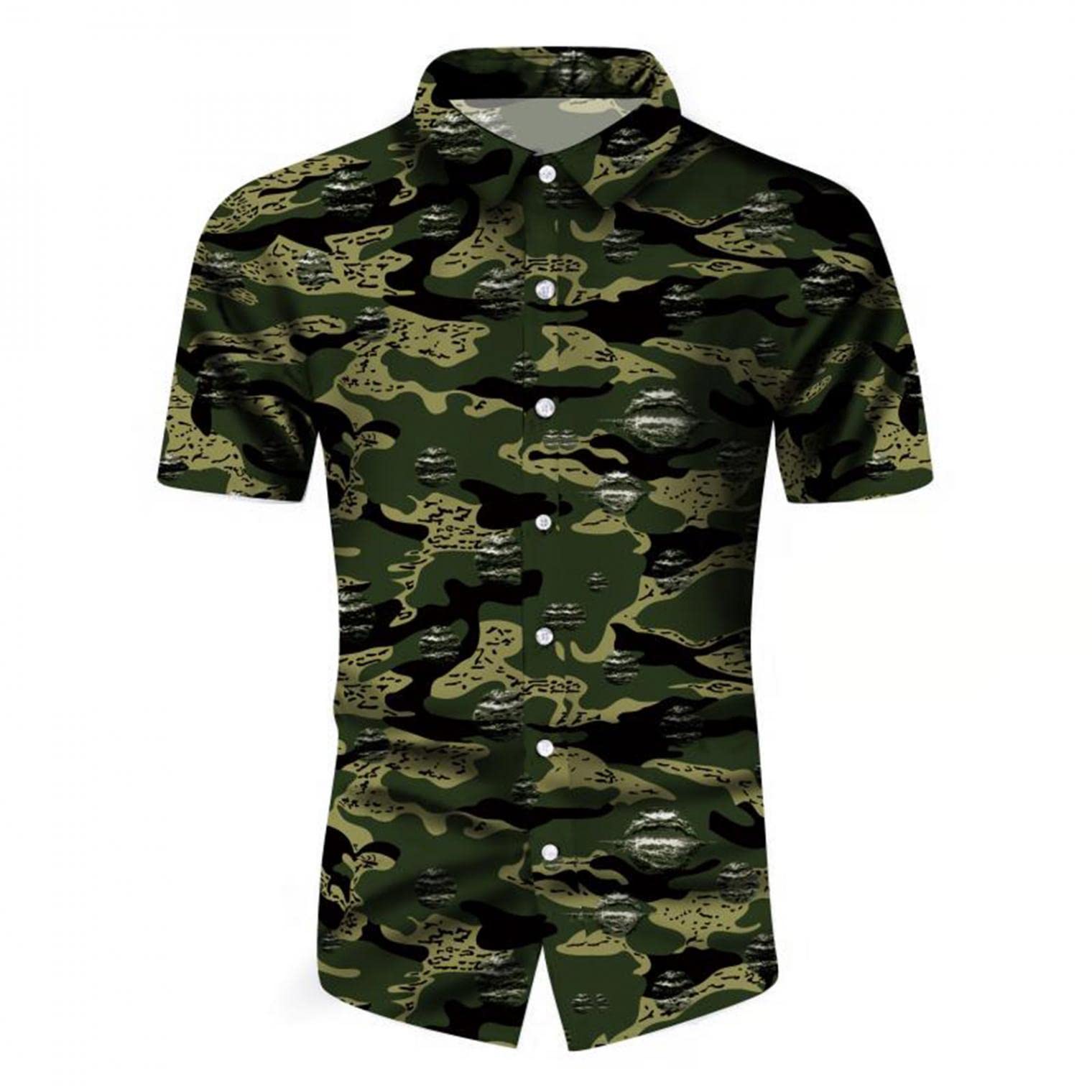 Men's Hawaiian Shirt - Floral Print Casual Short Sleeve Button Down Shirt for Beach Vacation, Summer Party & Tropical Holiday Wear