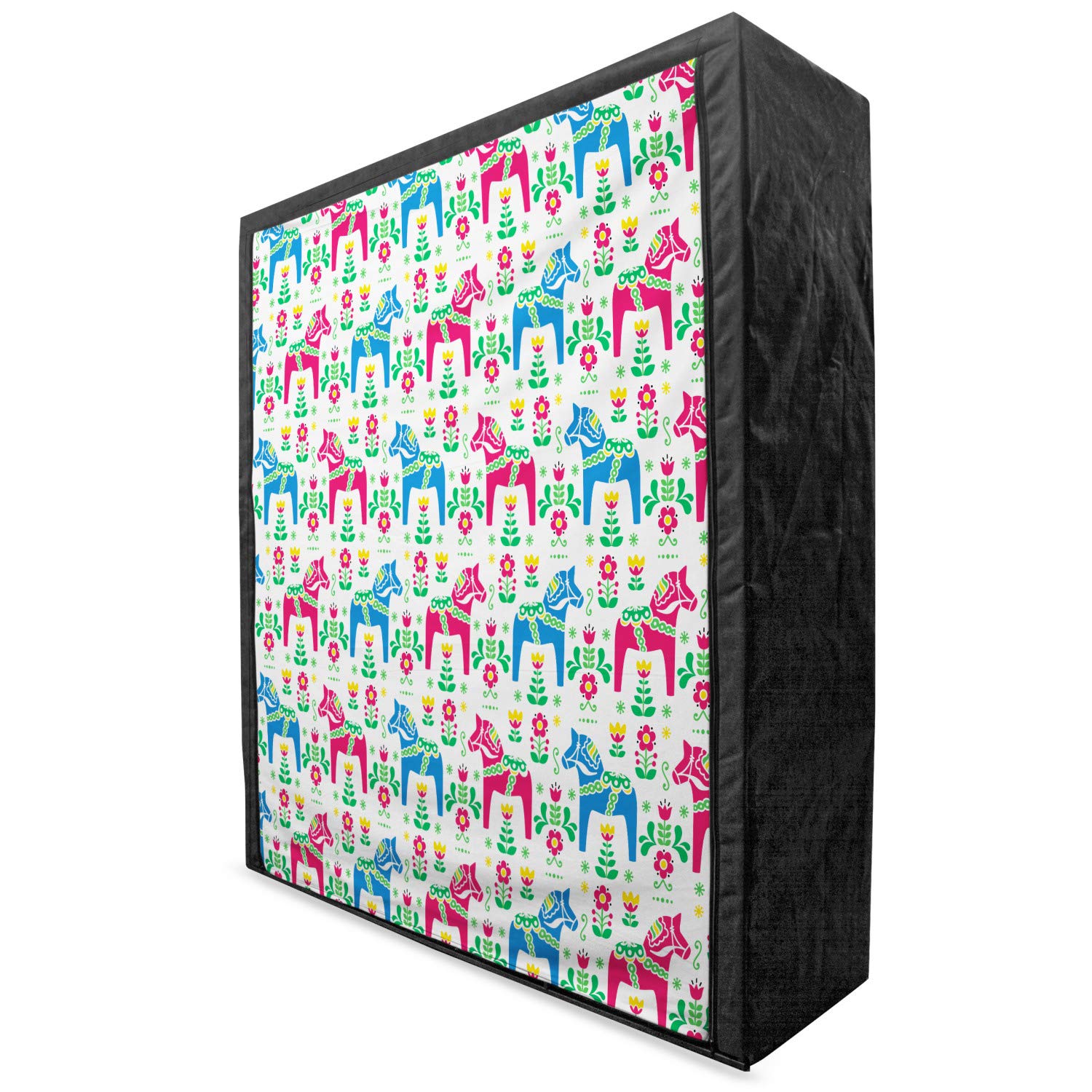Ambesonne Portable Fabric Wardrobe with Horses & Floral Design - 59