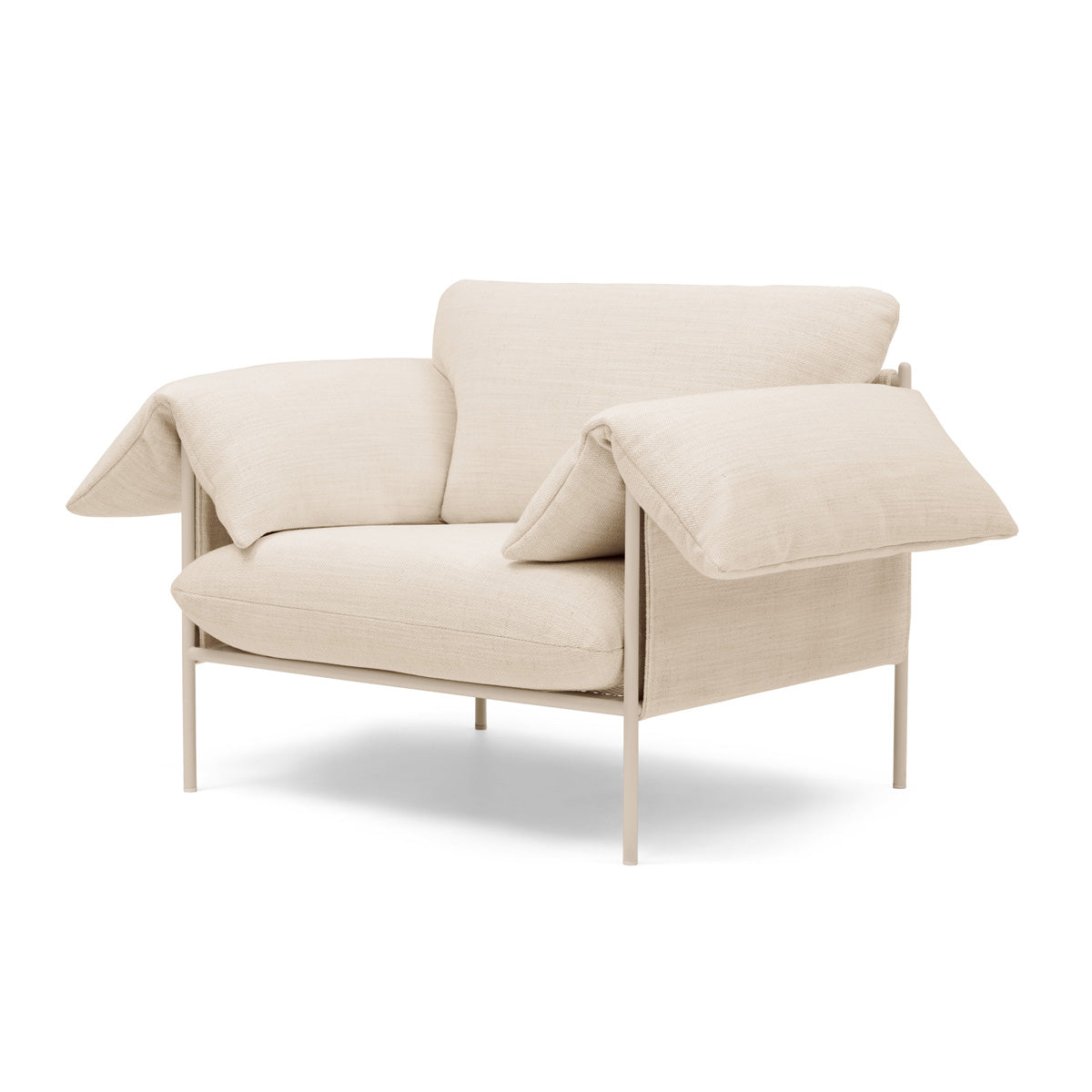 Alva Nougat Frame Armchair - Modern Upholstered Accent Chair for Living Room, Bedroom & Office - Comfortable Lounge Seating with Sturdy Wooden Legs