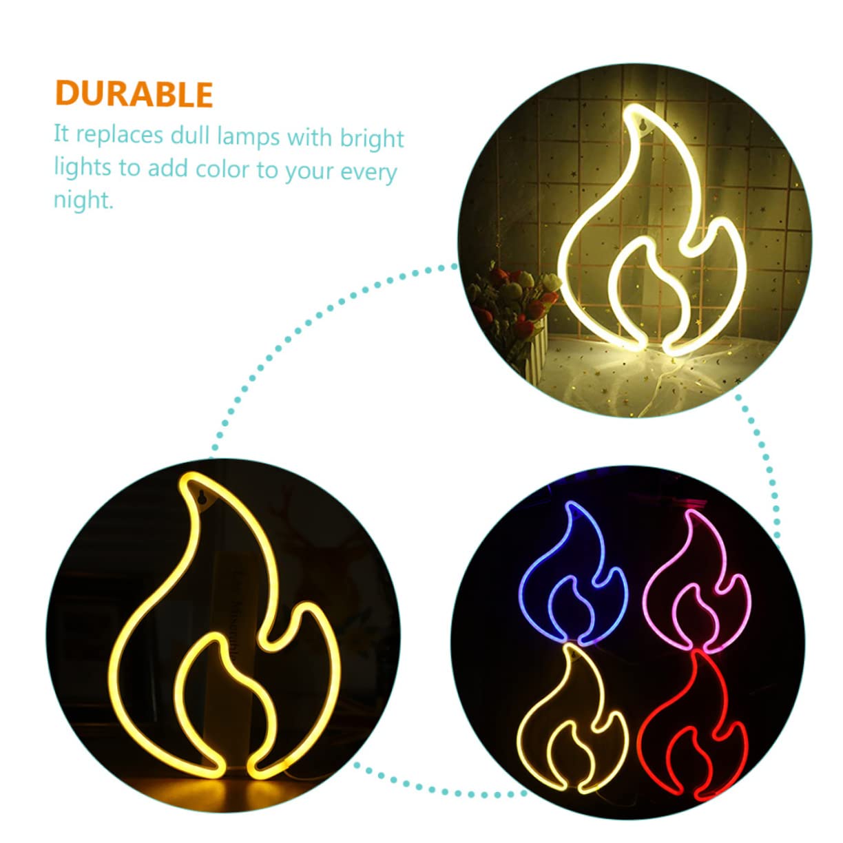 ETHZZLE LED Flame Effect Night Light - Dimmable Plastic Neon Lamp for Home, Office, Study - Creates Warm Ambiance | Perfect for Bedroom Decor, Relaxation & Mood Lighting