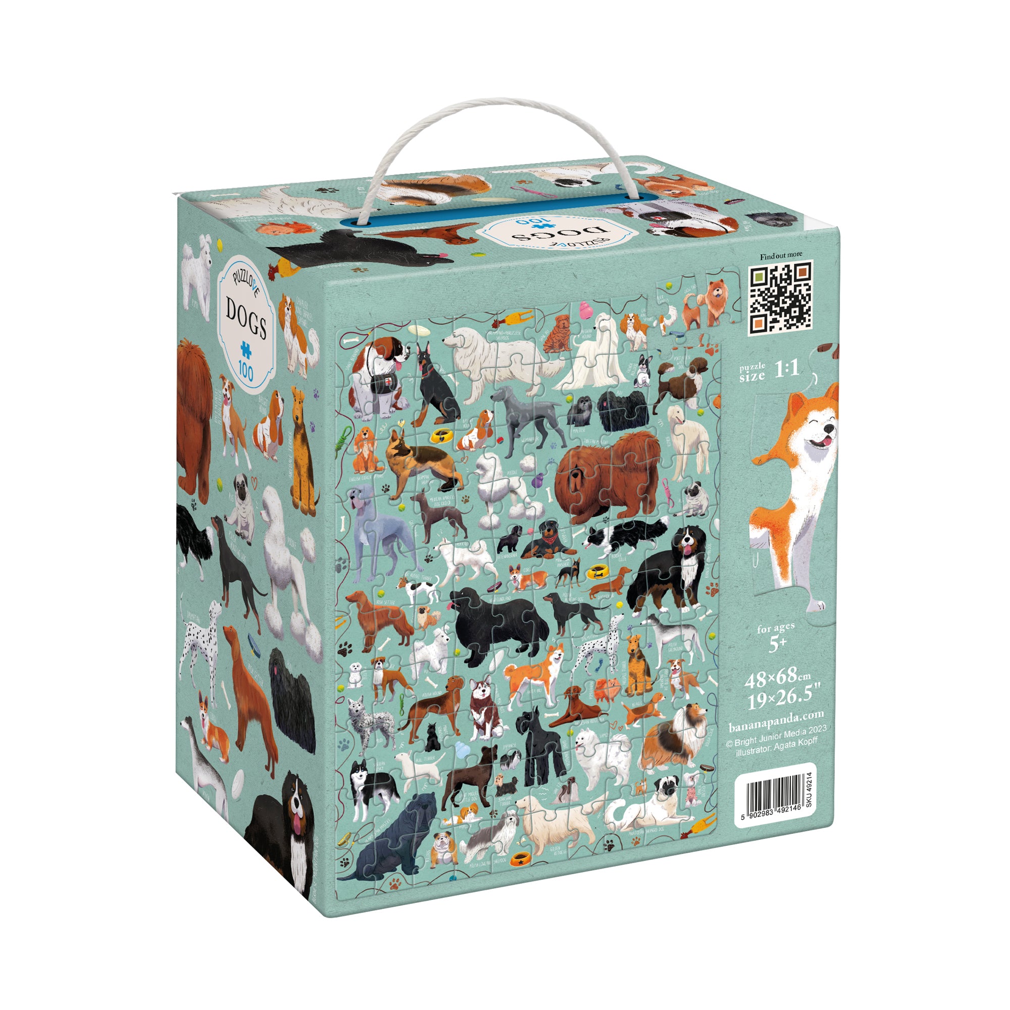Banana Panda Puzzlove Dogs Jigsaw Puzzle - 100 Piece Educational Puzzle for Kids | Fun Learning Activity for Family Game Night & Preschool Classroom