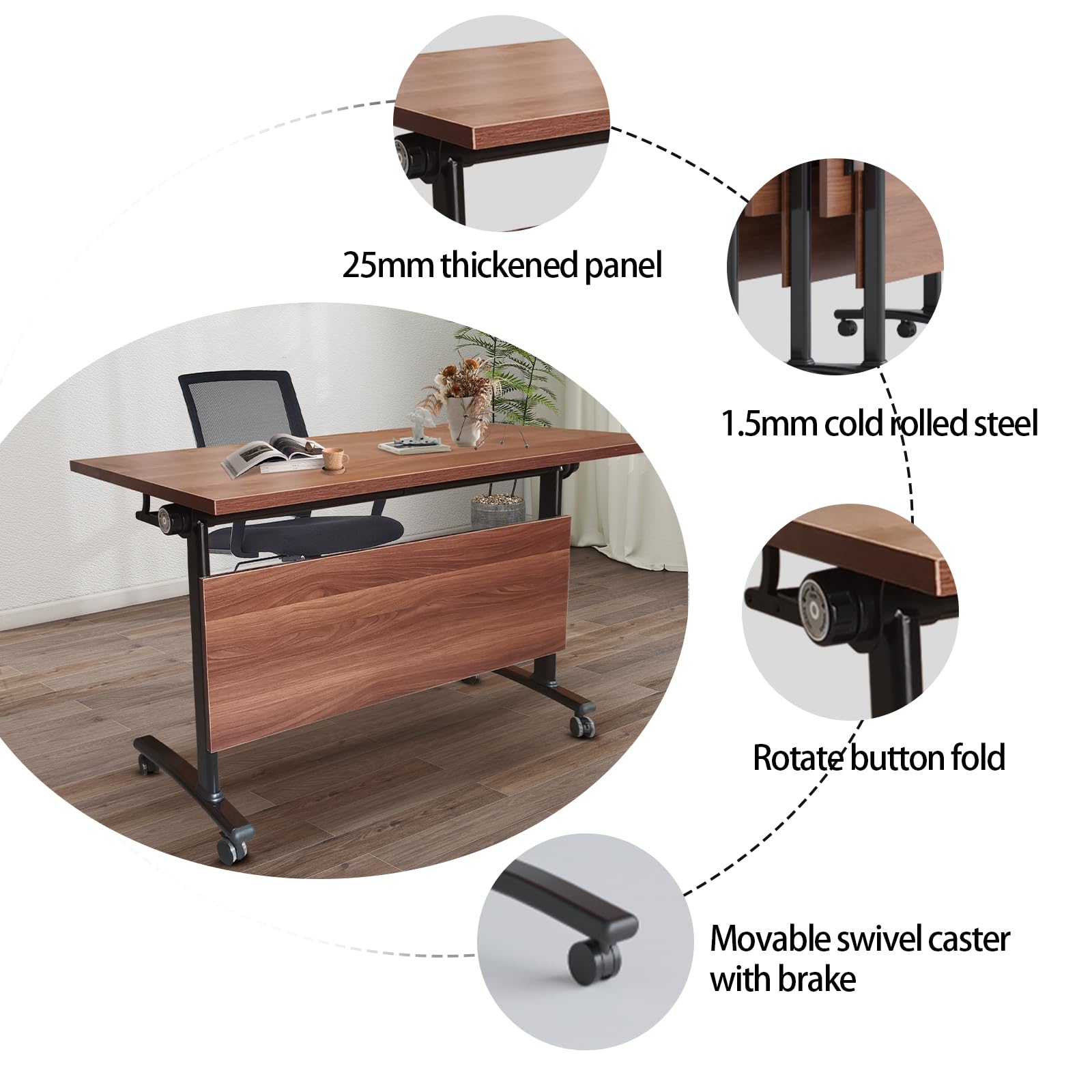 10-Person Large Conference Table - Solid Wood Meeting Table with Heavy Duty Metal Frame, 140x60x75cm (8-Pack) - Perfect for Boardrooms, Training Sessions, and Office Meetings