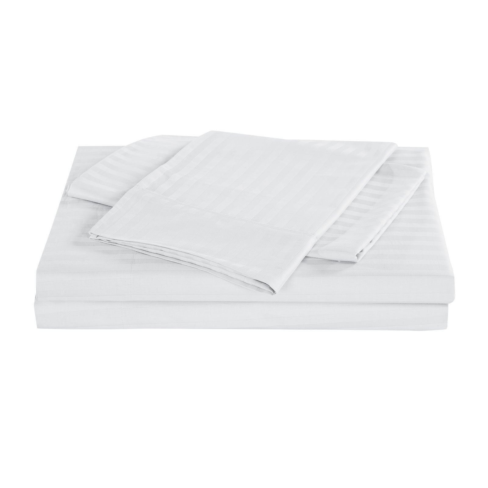 Kensington 1200 Thread Count 100% Egyptian Cotton Sheet Set - Luxury Hotel Grade Stripe White Sheets for Double Bed | Ultra Soft Breathable Bedding for Home, Hotel & Guest Room Use