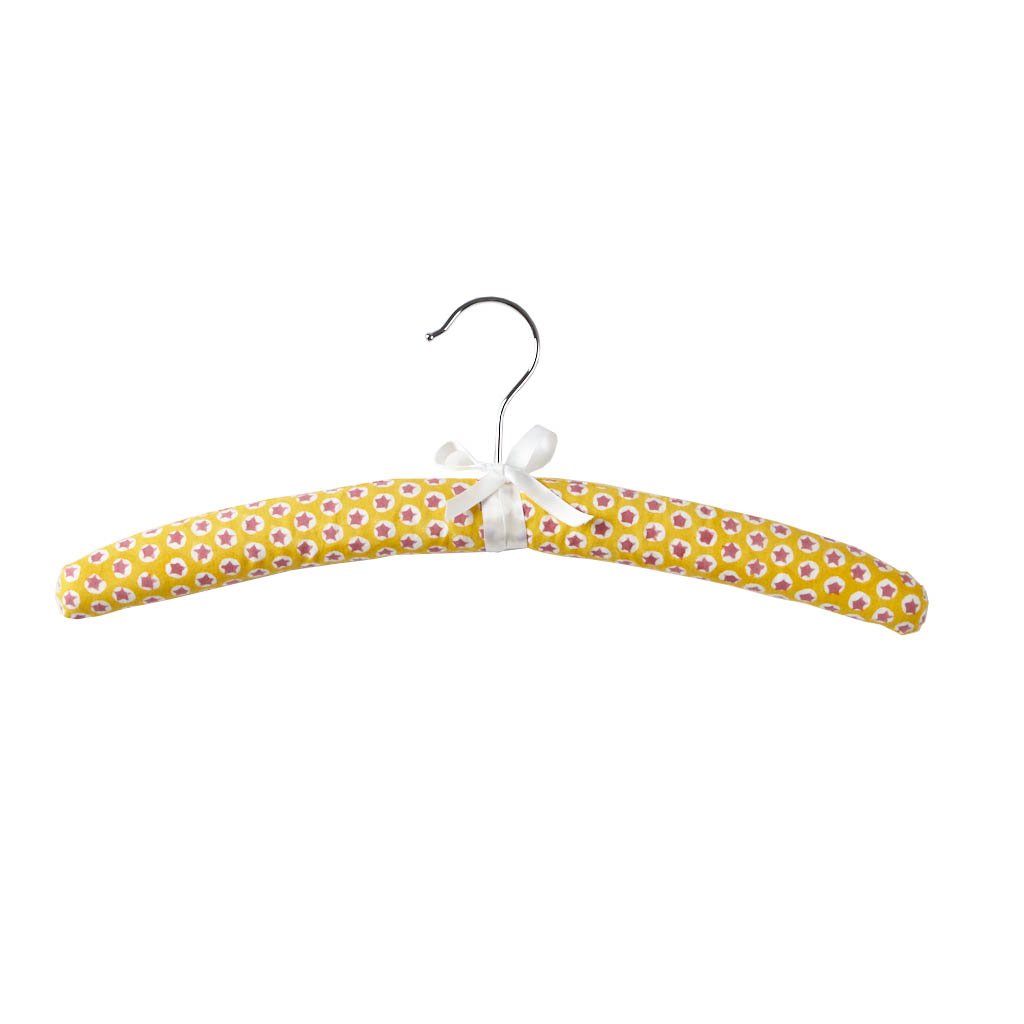 Premium Padded Coat Hangers - Soft Non-Slip Shoulder Protection (Set of 5), Yellow - Perfect for Delicate Clothing, Dresses & Suits - Closet & Wardrobe Organization Essentials