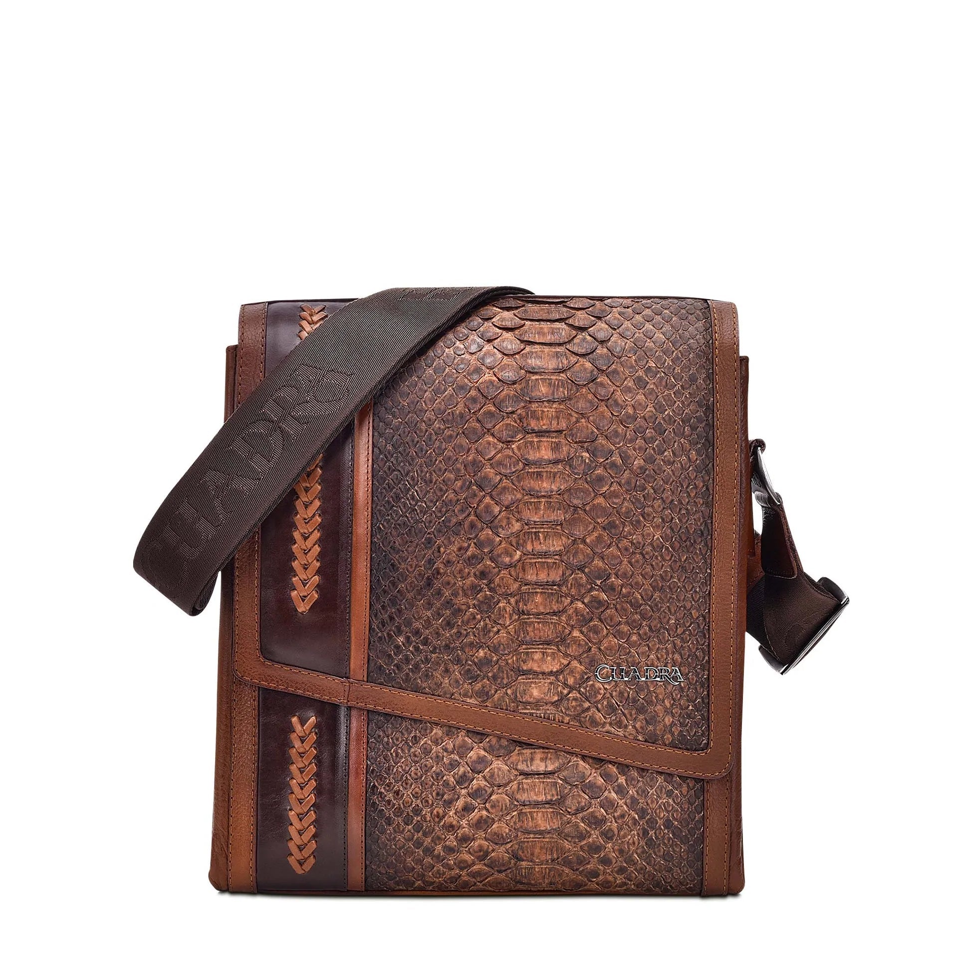 BO362PI Stylish Python Leather Messenger Bag for Men & Women - Casual Fashion Crossbody Bag for Work, Travel & Daily Use