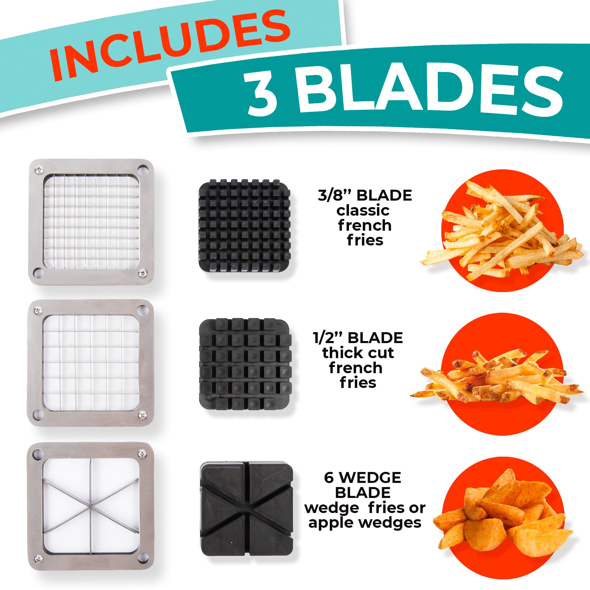 Premium Stainless Steel French Fry Cutter - Commercial Grade Potato & Vegetable Slicer with 1/4