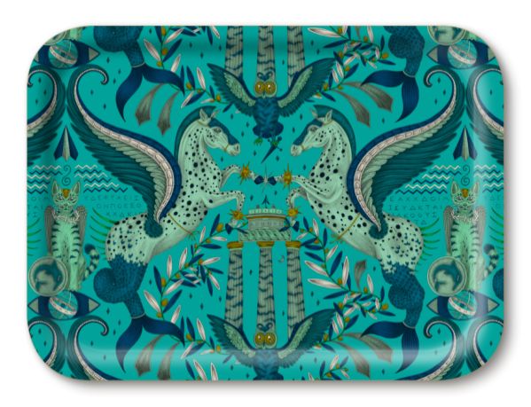 Jamida Odyssey Tray (Peacock) - Elegant Decorative Serving Tray for Home Decor, Coffee Table Centerpiece, and Gift Giving