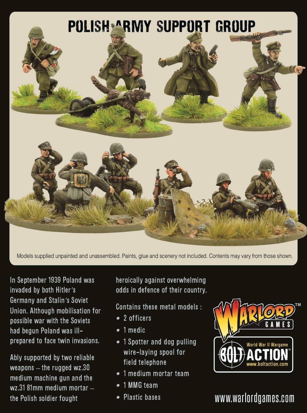 Bolt Action Warlord Games Polish Army Support Group - WWII Tabletop Miniature Wargaming Set for Historical Battle Reenactments & Strategy Games