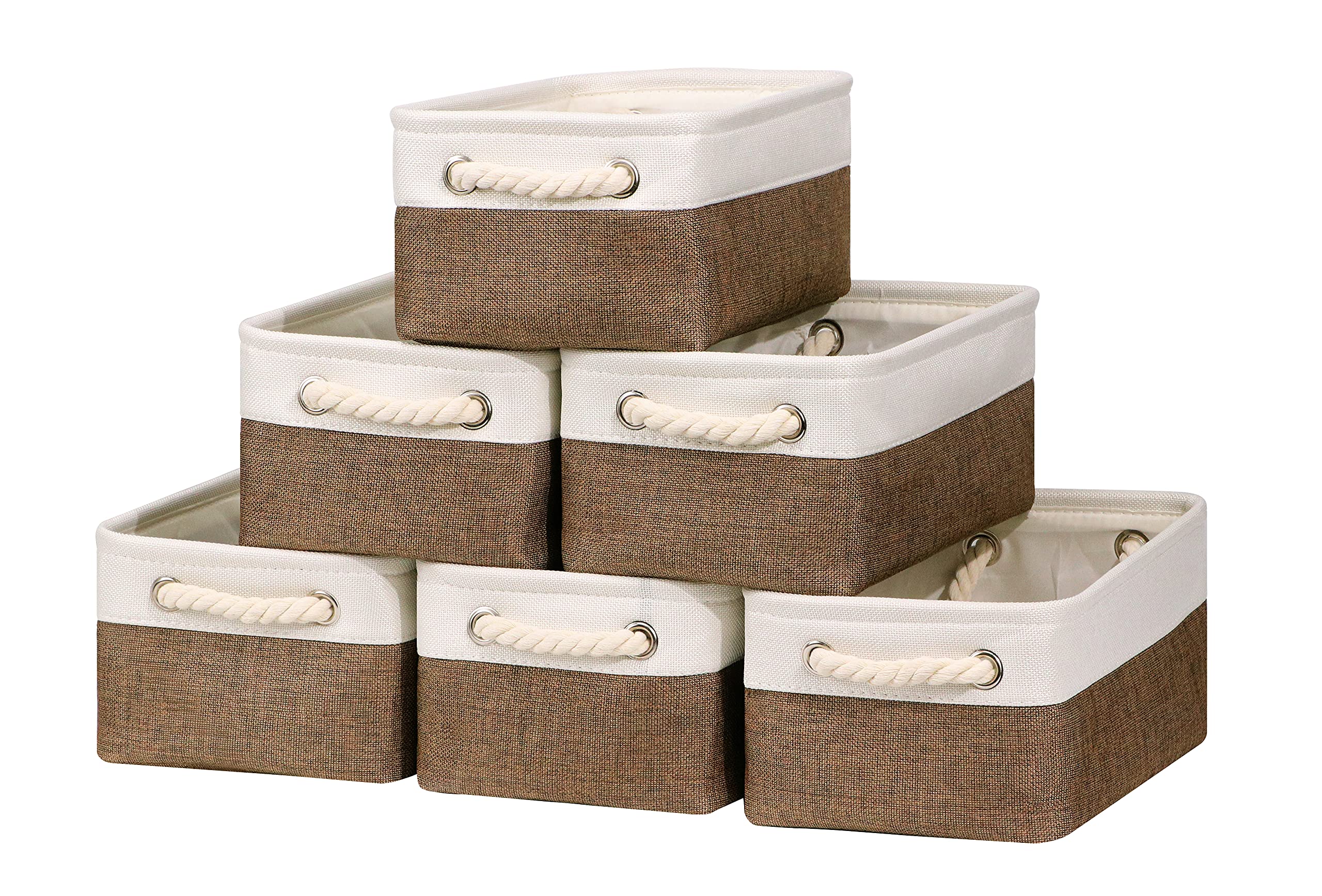 Bidtakay 6-Pack Collapsible Fabric Storage Baskets with Handles - 11.8