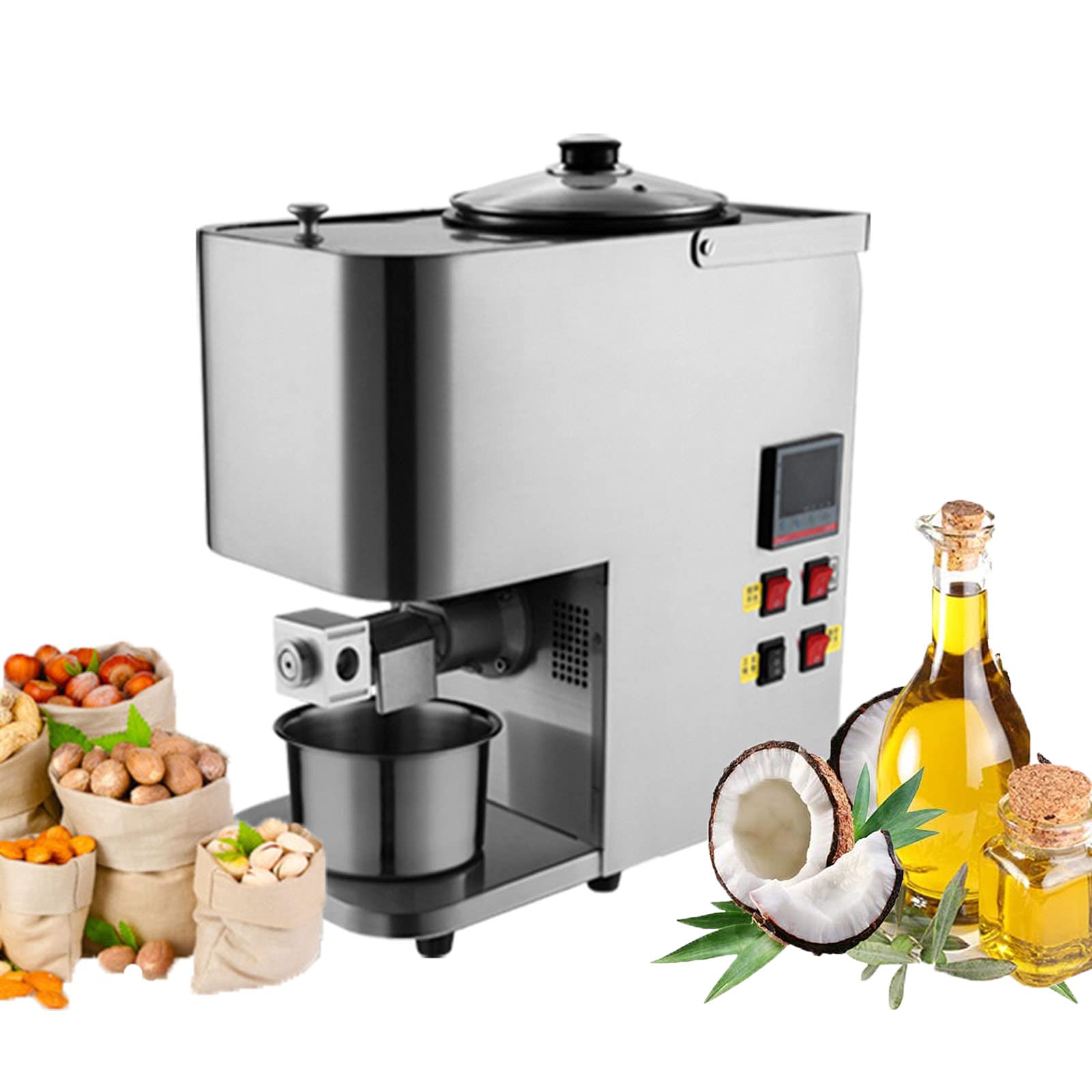 Automatic Hot/Cold Oil Press Machine - 304 Stainless Steel Oil Expeller for Peanut, Canola, Sesame, Walnut & Castor Seeds | Organic, Healthy Cooking Oil Maker for Home & Commercial Use | Perfect for Restaurants, Bakeries & Homemade Oil Production