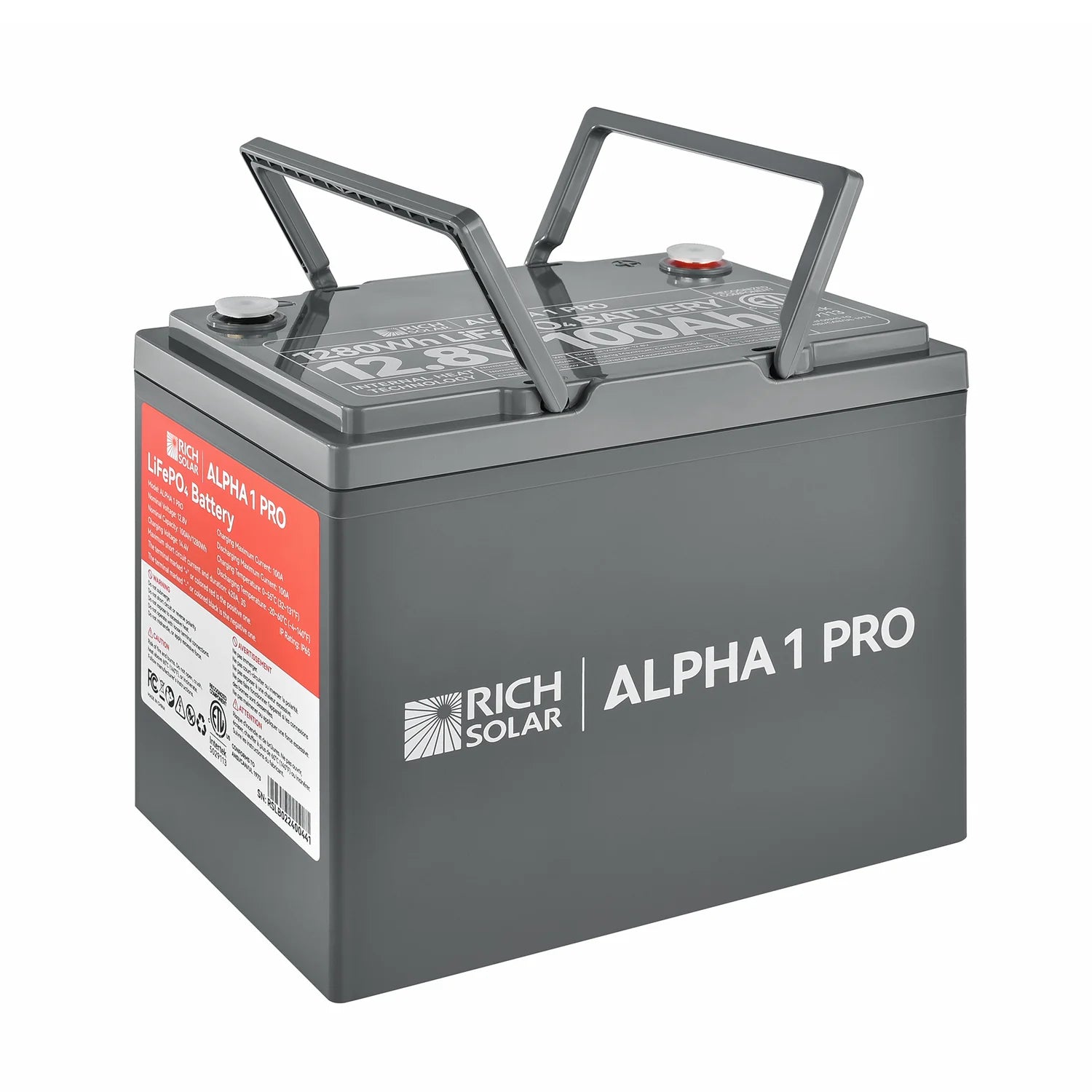 Rich Solar ALPHA 1 PRO 12V 100Ah LiFePO4 Lithium Iron Phosphate Deep Cycle Battery - Perfect for Solar Power Systems, RVs, Marine & Off-Grid Applications