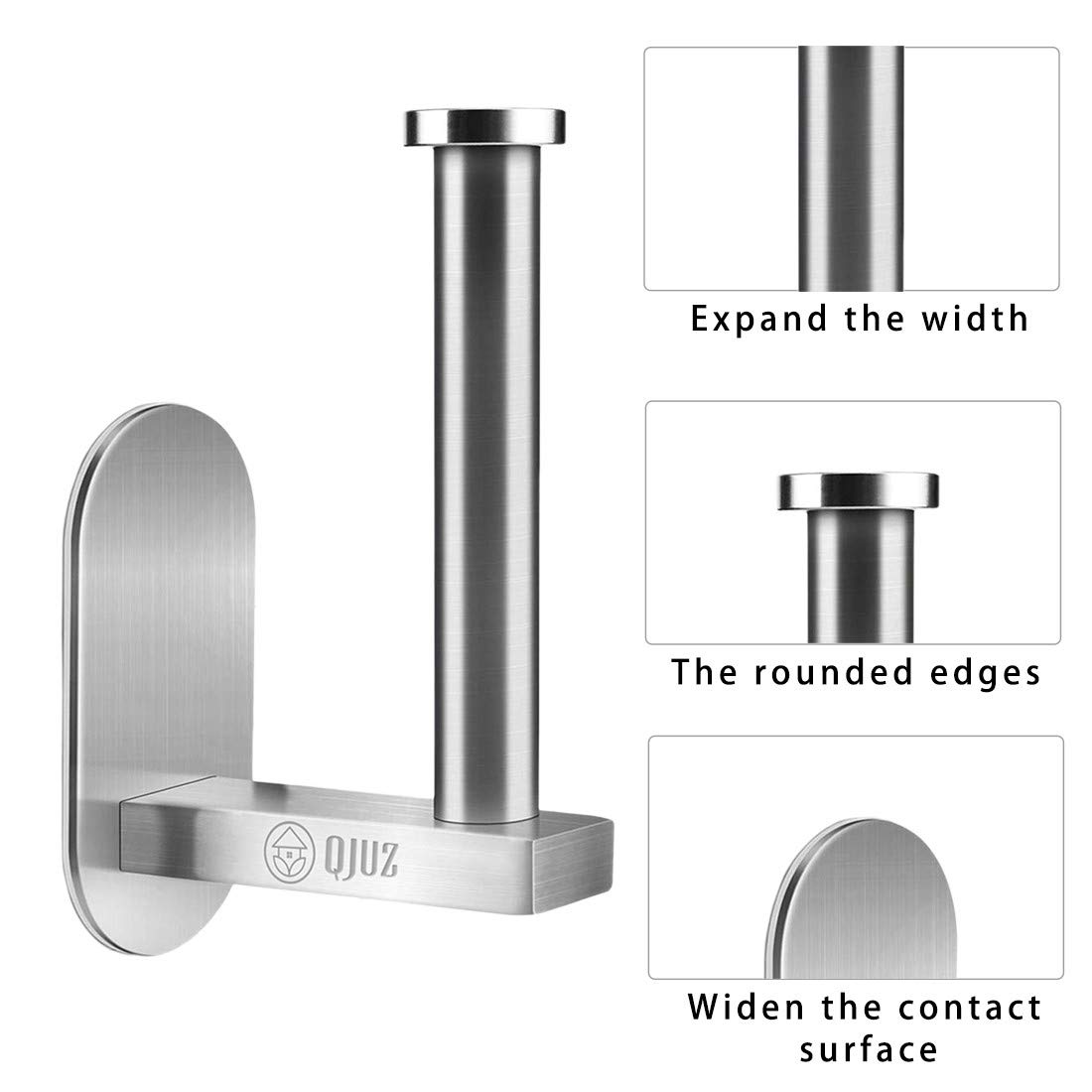 Stainless Steel Adhesive Toilet Paper Holder - No Drill Wall Mount for Bathroom & Kitchen - Brushed Nickel Tissue Paper Dispenser - Perfect for Small Spaces, Apartments, RVs and Dorm Rooms