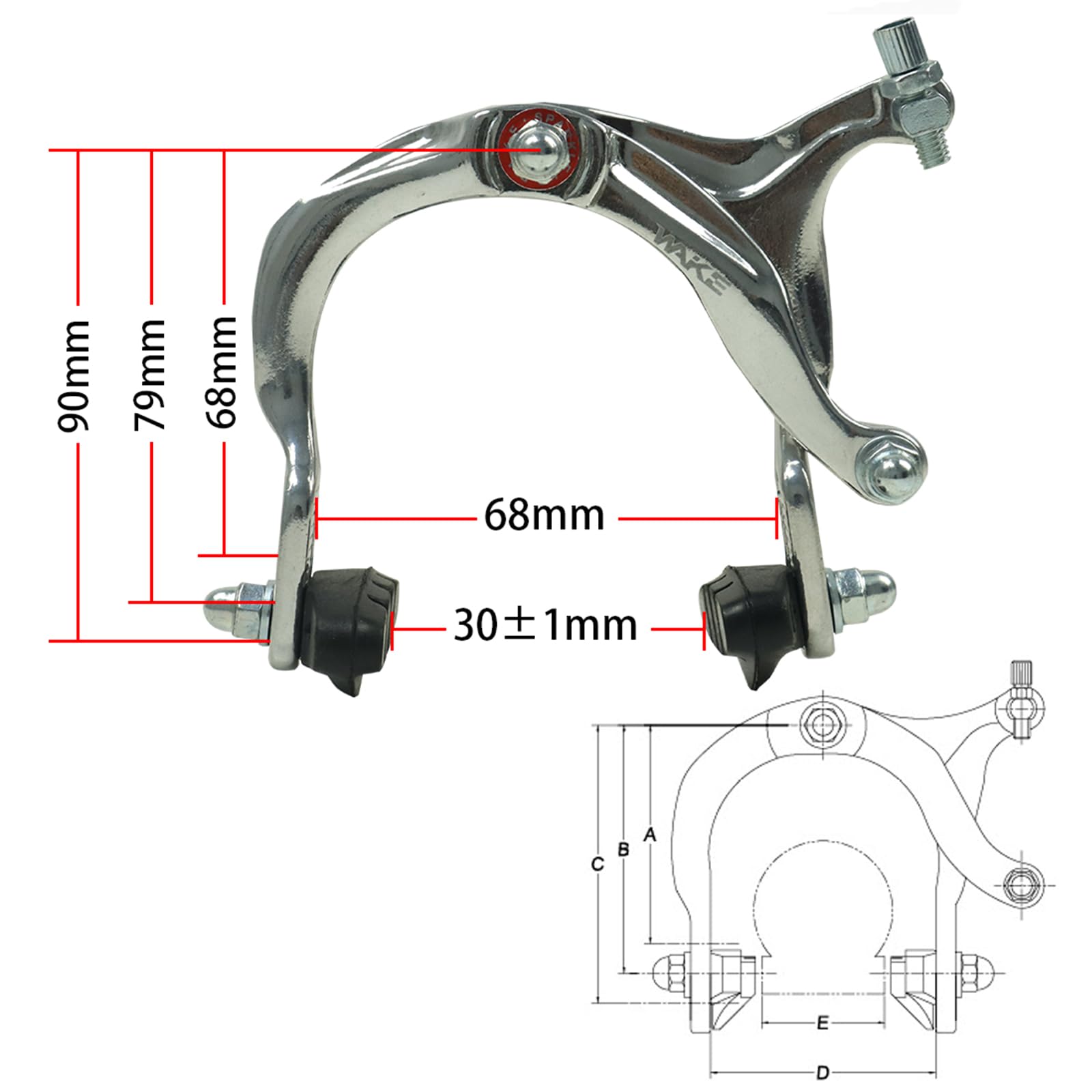 FOMTOR Bike Brake Caliper Set - Aluminum Alloy Side Pull Brakes for MTB Mountain & Road Bicycles - Front & Rear Brake Kit (1 Pair) - Perfect for Trail Riding, Commuting & Urban Cycling