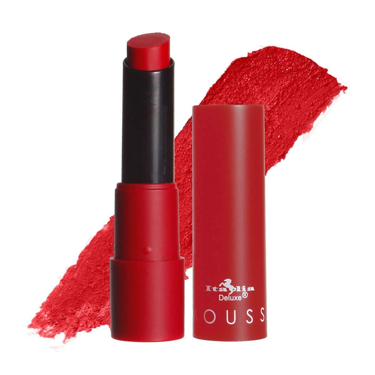 Italia Deluxe Matte Mousse Lipstick - Poison Apple Red Long Lasting Vegan Lip Color for Day & Night Wear, Perfect for Parties, Dates & Special Occasions