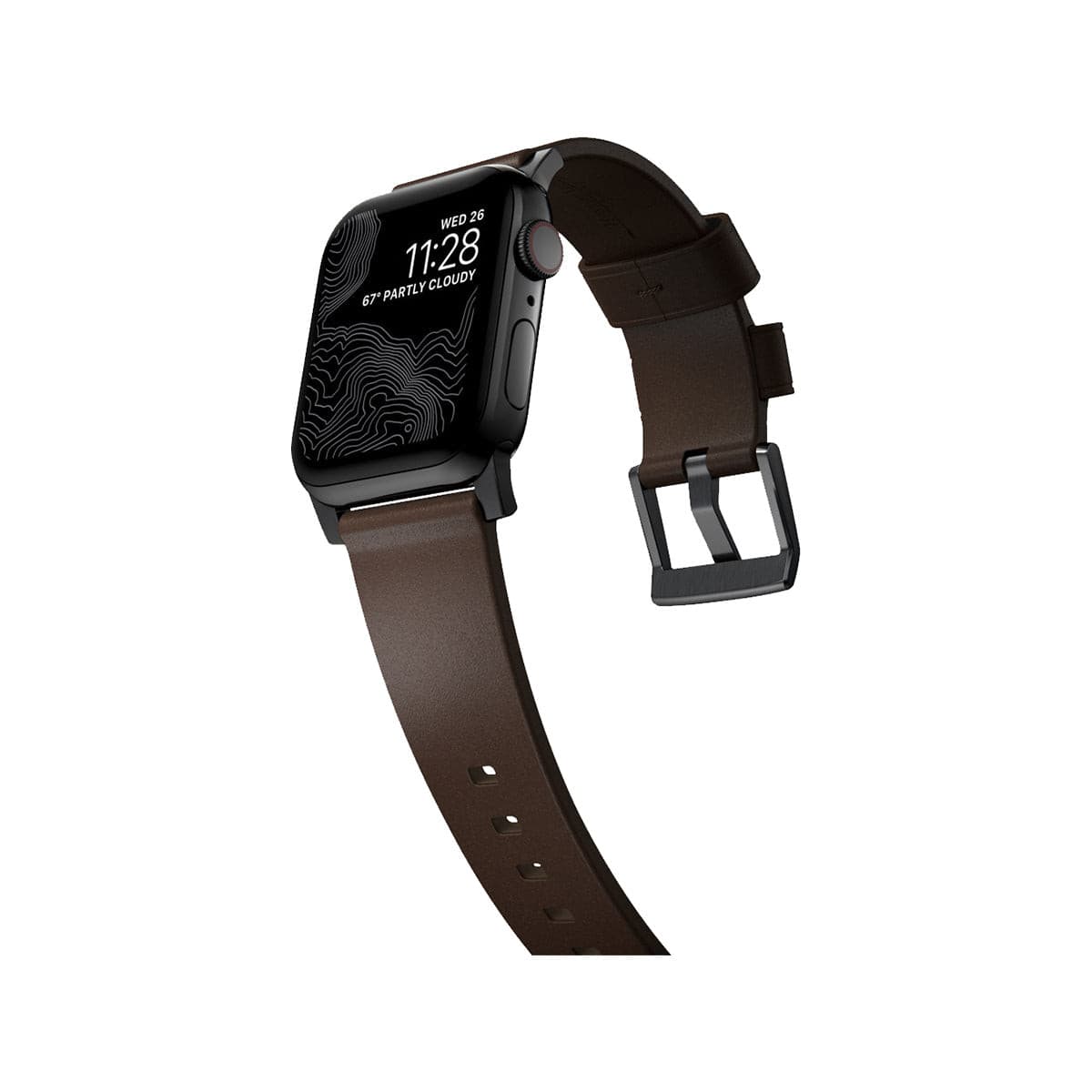 NOMAD Modern Leather Band for Apple Watch 45mm & 49mm - Genuine Brown Leather with Black Hardware | Perfect for Business, Casual & Everyday Wear