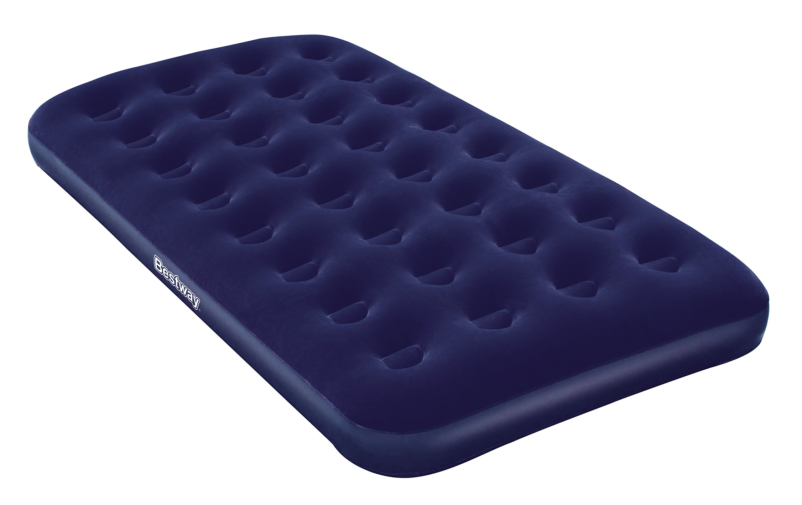 Bestway Flocked Air Mattress Twin Size - Inflatable Guest Bed with Built-in Pump, Comfortable & Portable for Camping, Travel, and Home Use - Blue