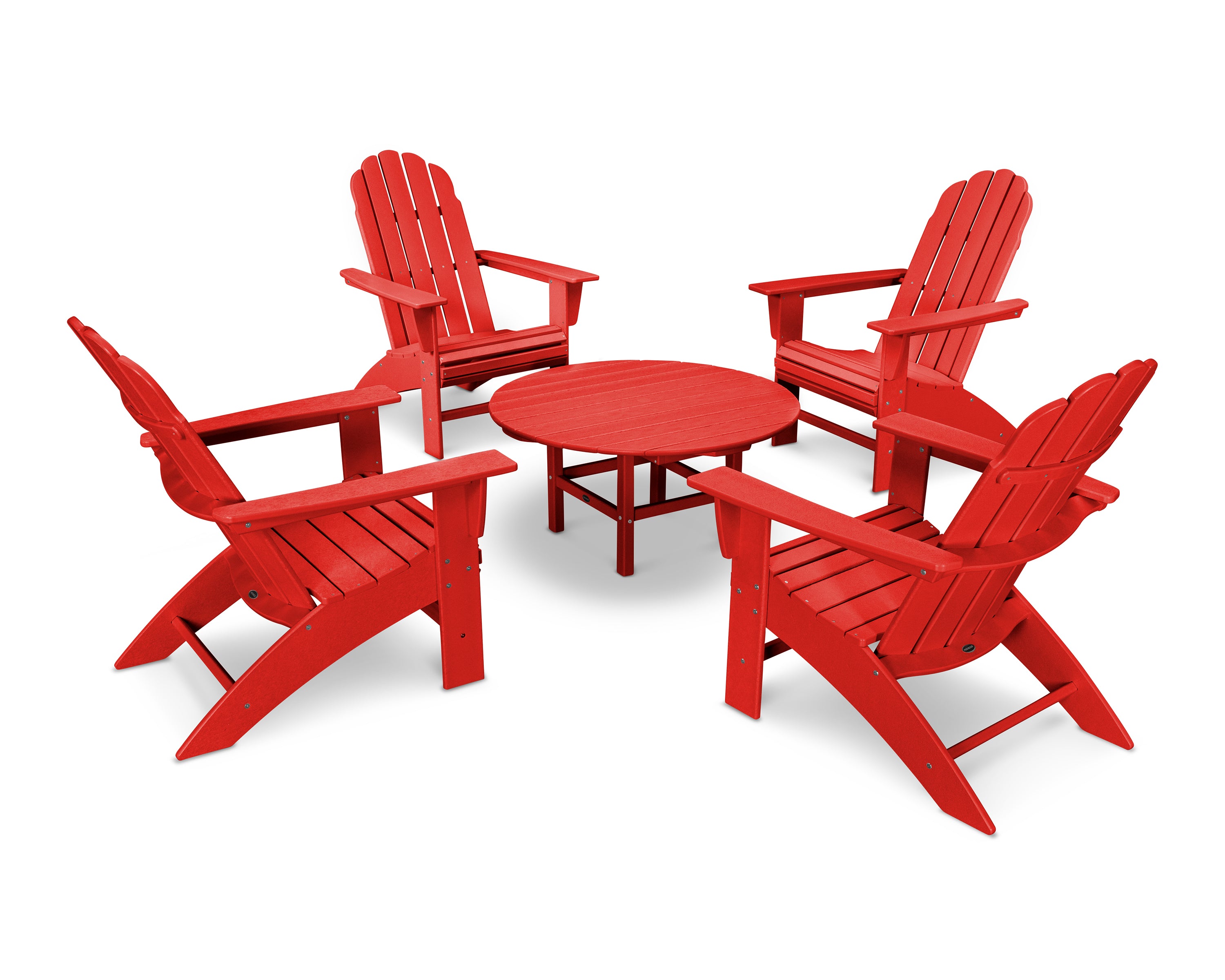 POLYWOOD Vineyard 5-Piece Oversized Adirondack Outdoor Patio Furniture Set - Perfect for Backyard, Poolside & Garden Relaxation