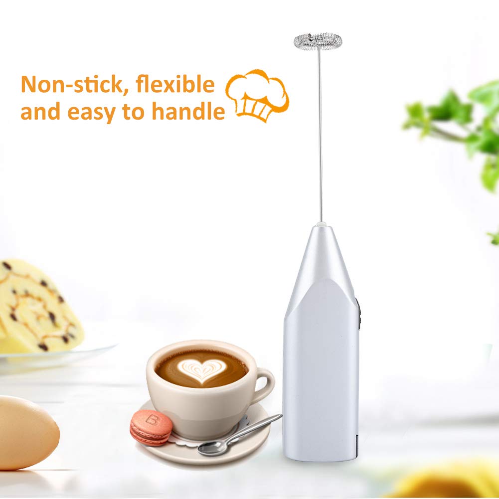 Electric Milk Frother Handheld - Battery Operated Milk Mixer with Stainless Steel Whisk for Cappuccino, Coffee & Hot Chocolate - Perfect for Home Barista, Coffee Shops & DIY Drinks