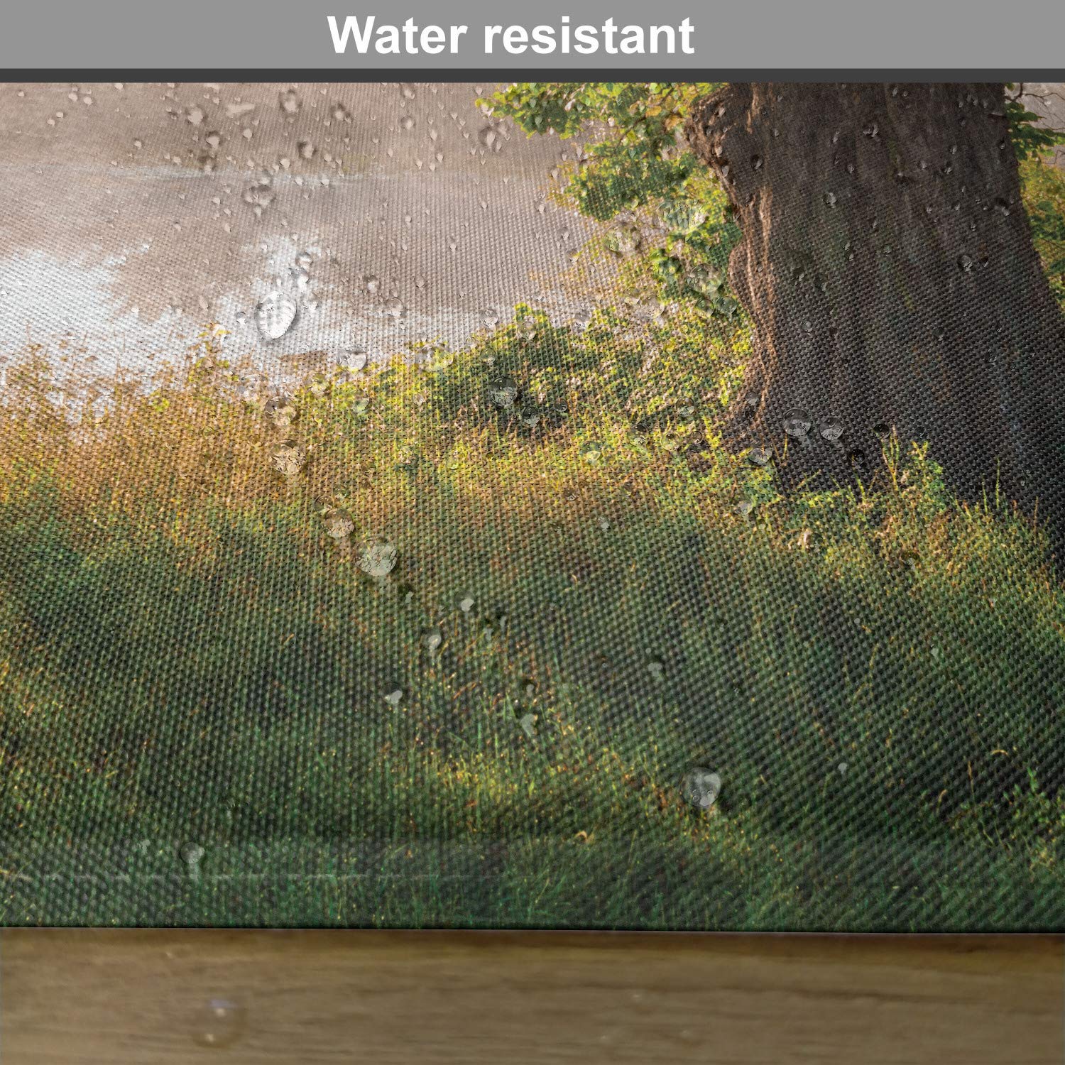 Ambesonne Tree Place Mats Set of 4 - Mystical Forest Landscape with Fog and Stream Design, Washable Fabric Table Mats for Dining Room & Kitchen Decor in Brown & Green | Perfect for Fall Decor, Thanksgiving Dinner, and Rustic Home Decor