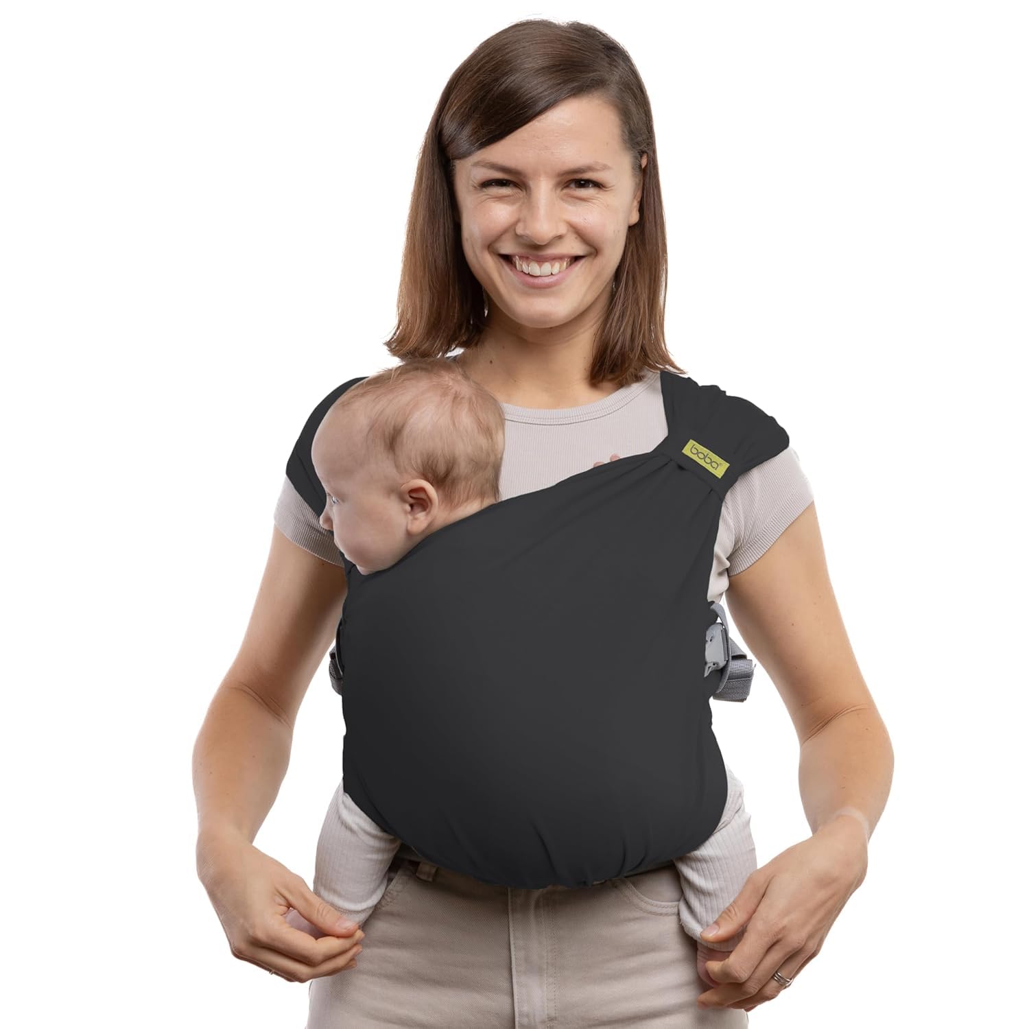 Boba Bliss Hybrid Baby Carrier for Newborn to Toddler (7-35 lbs) - 2-in-1 Baby Wrap & Ergonomic Carrier - Certified Hip-Healthy Infant Sling - Soft Stretchy Fabric - Charcoal Gray | Perfect for Hands-Free Parenting, Shopping & Outdoor Adventures