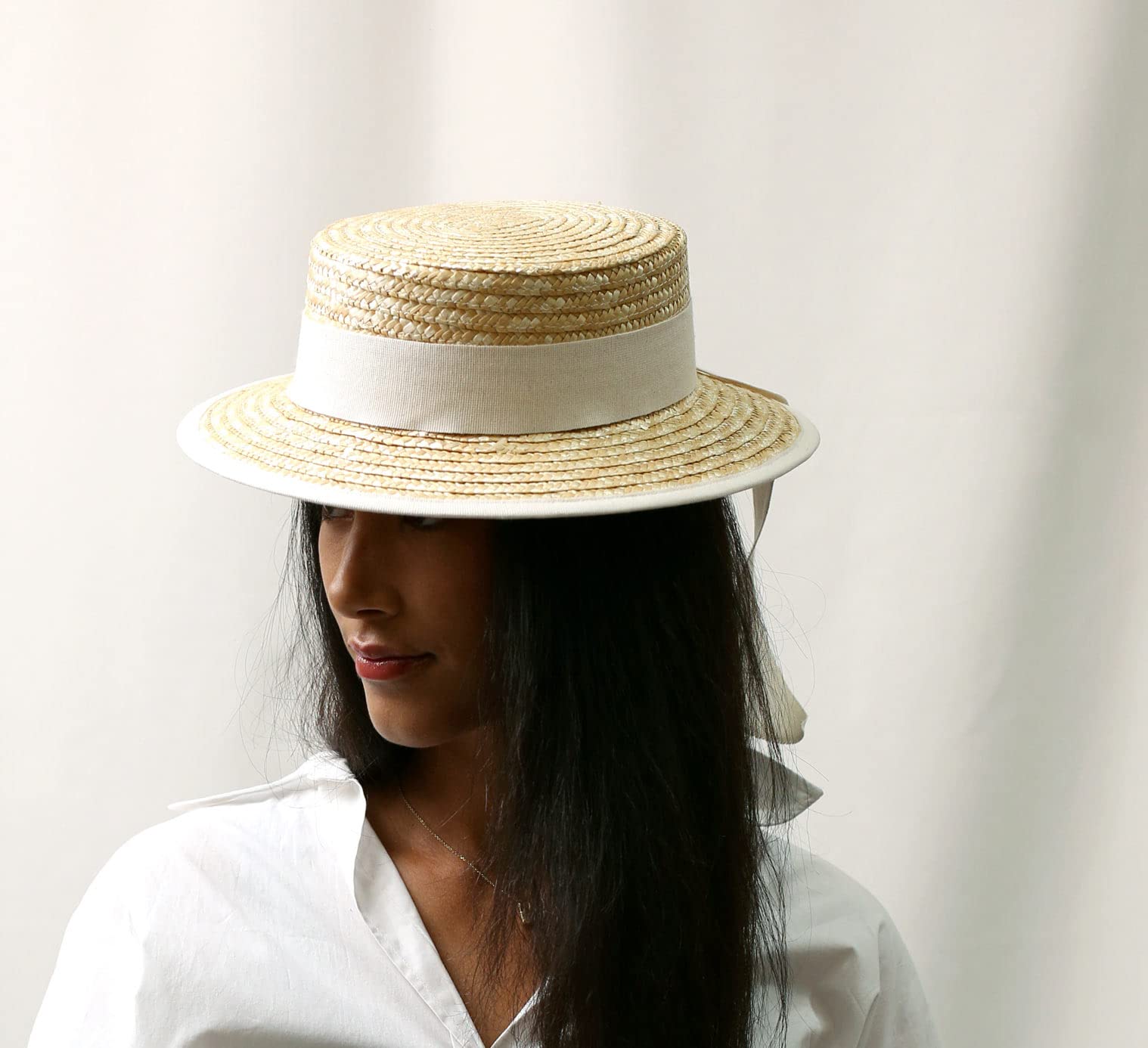Gondolier Boater Hat - Classic Straw Hat for Men & Women - Perfect for Venetian Costumes, Summer Outfits, and Themed Parties