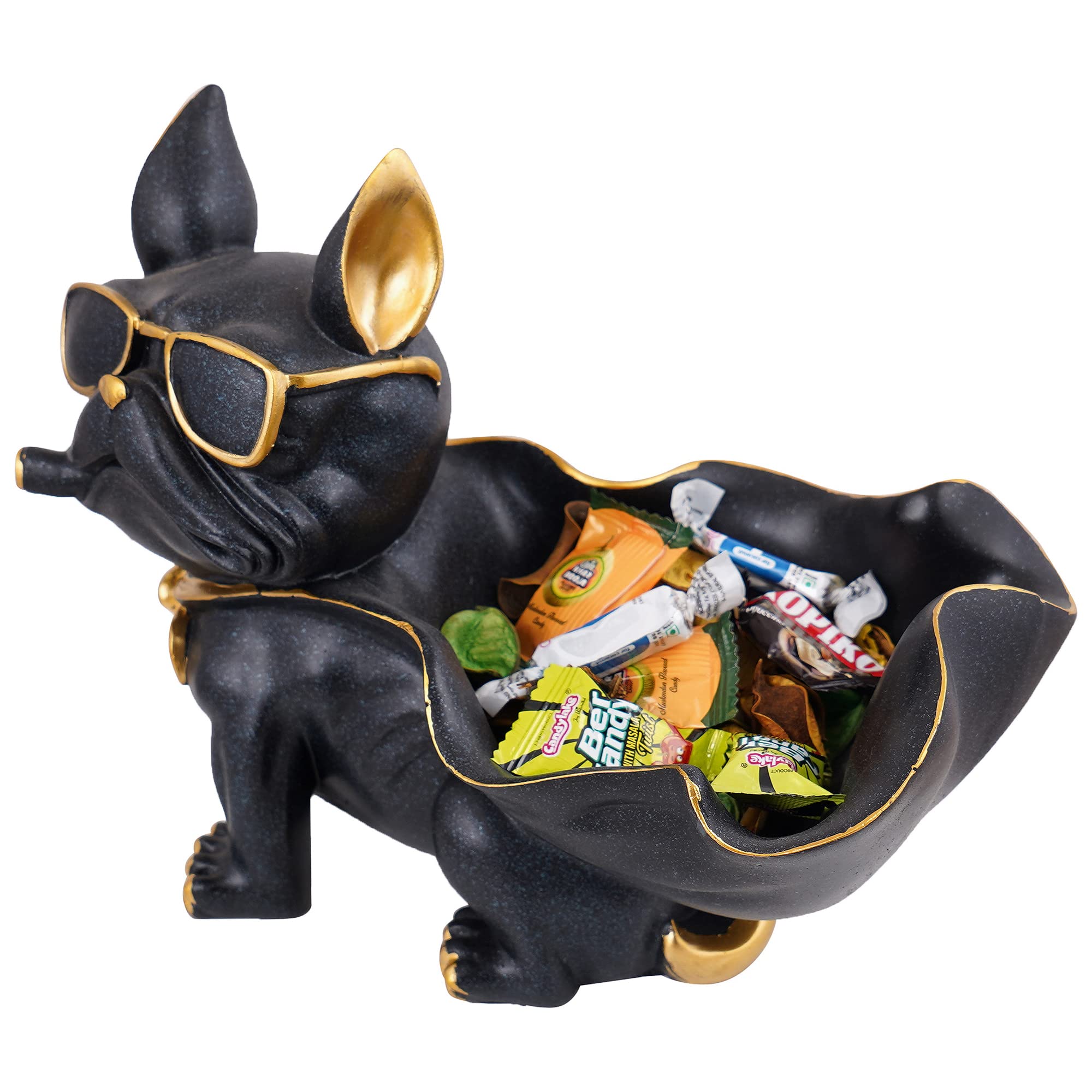 Zart Dog Showpiece for Home Decor - 7.5 Inch Resin Black Statue | Perfect for Living Room Shelf, Office Desk, or Gift Idea