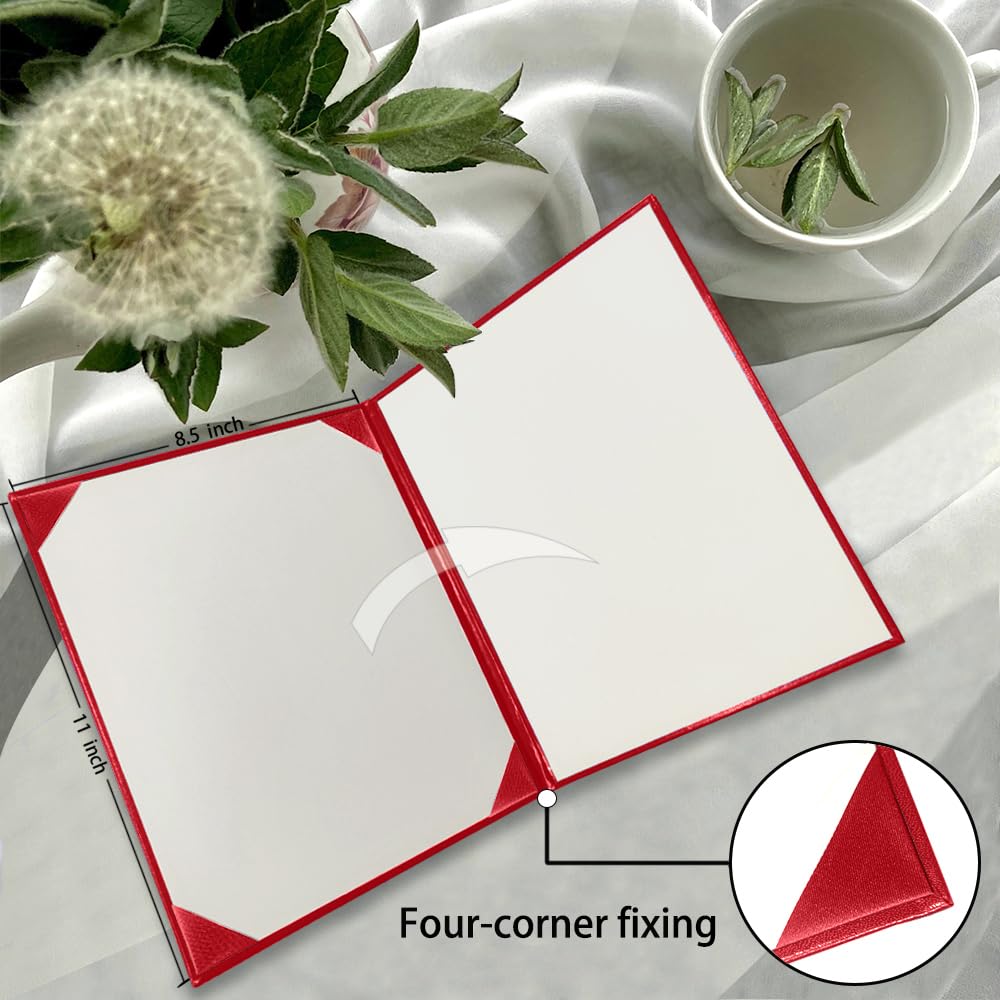 Elegant 8.5x11 Inch Faux Leather Diploma Cover - Graduation Certificate Holder for Commencement, Wedding Officiant, Awards (Red, 1 Pack) | Perfect for Graduation Ceremonies, Document Preservation & Professional Presentations