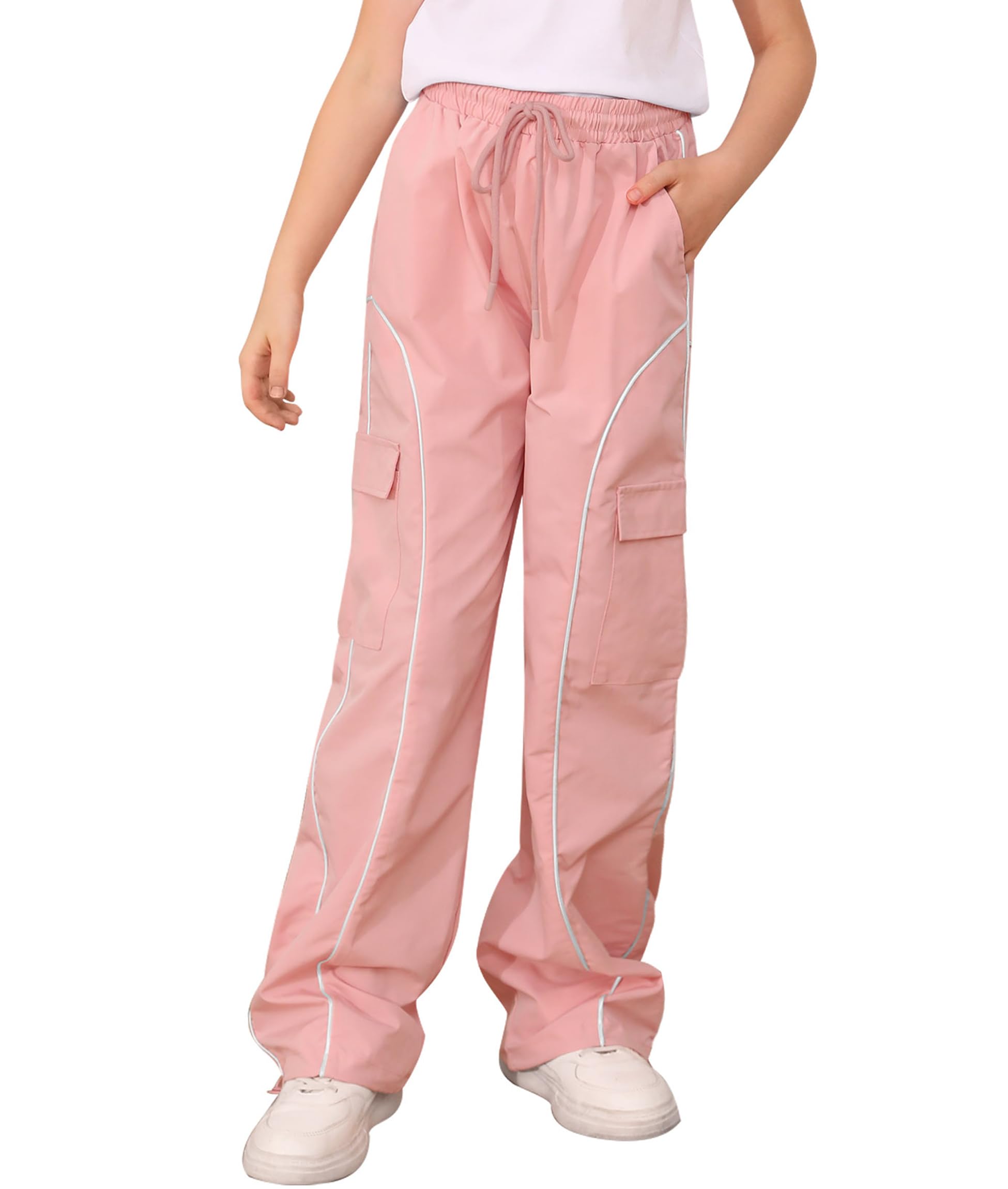Vogseek Girls Cargo Pants for 7-14 Years | Y2K Joggers with Pockets | Loose Fit Trousers for Kids | Perfect for School, Playdates & Streetwear Fashion
