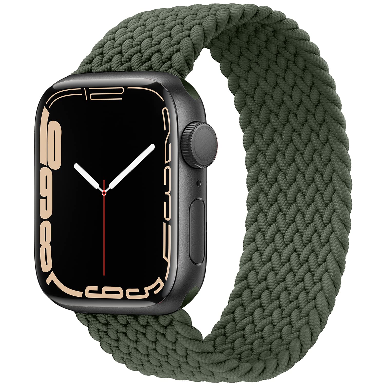 GBPOOT Braided Solo Loop Apple Watch Band - Soft Stretchy Sport Wristband for iWatch Series 1/2/3/4/5/6/7/8/SE - Compatible with 38mm 40mm 41mm 42mm 44mm 45mm 49mm - No Buckles/Clasps - Inverness Green (42/44/45/49mm) - Perfect for Running, Workouts & Everyday Wear